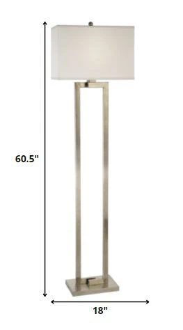 Riley 1-Light Brushed Nickel Floor Lamp With Off White Shantung Shade By Homeroots - Image 5