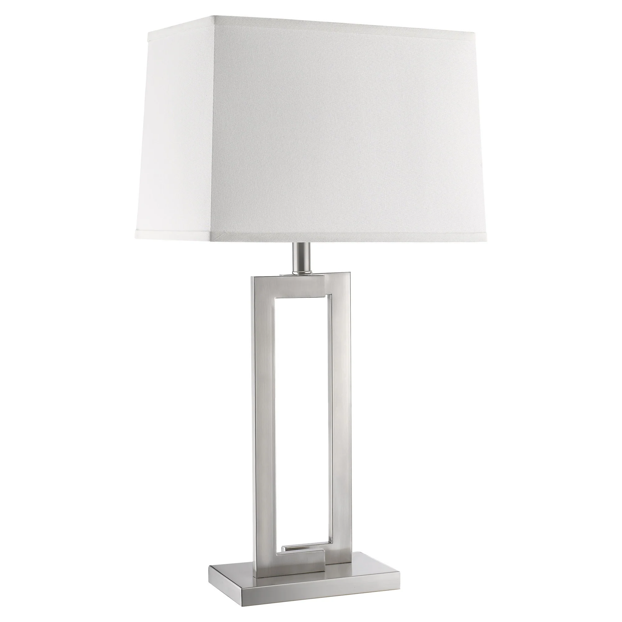 Riley 1-Light Brushed Nickel Table Lamp With Off White Shantung Shade By Homeroots - Image 2