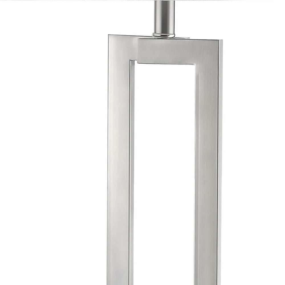 Riley 1-Light Brushed Nickel Table Lamp With Off White Shantung Shade By Homeroots - Image 3