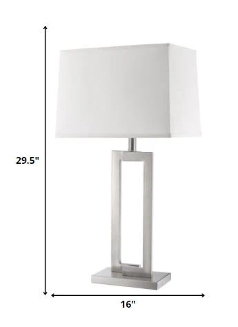 Riley 1-Light Brushed Nickel Table Lamp With Off White Shantung Shade By Homeroots - Image 5