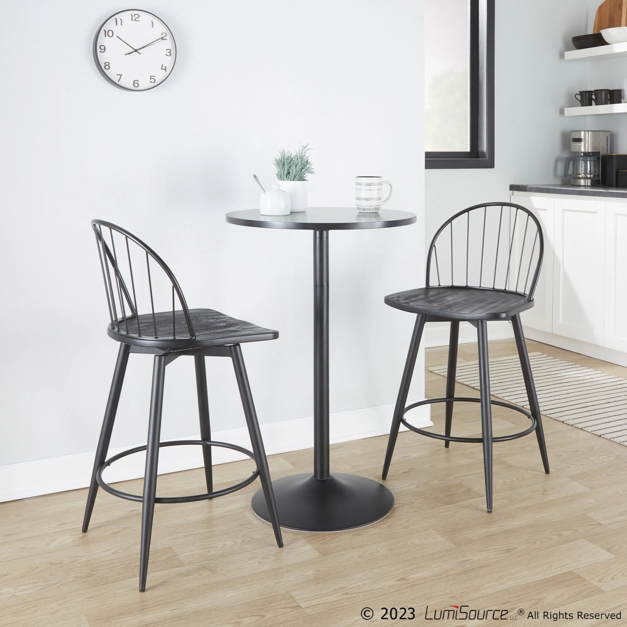 Riley 26" Fixed-Height Counter Stool - Set of 2 Black By LumiSource - Image 2