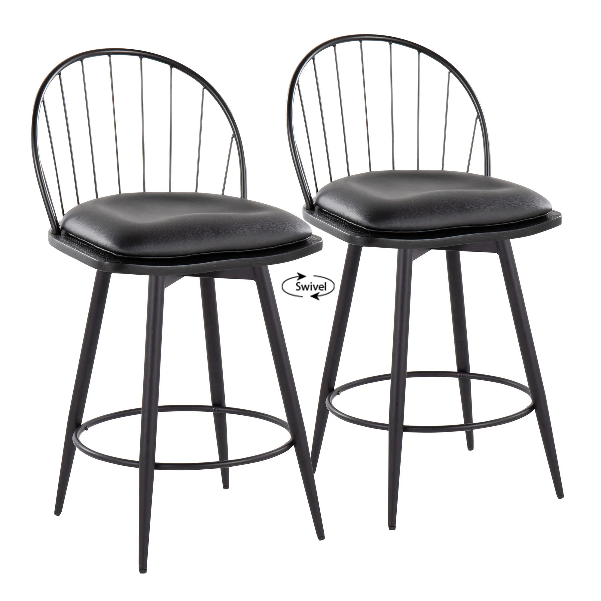 Riley 26" Fixed-Height Counter Stool - Set of 2 Black By LumiSource - Image 3