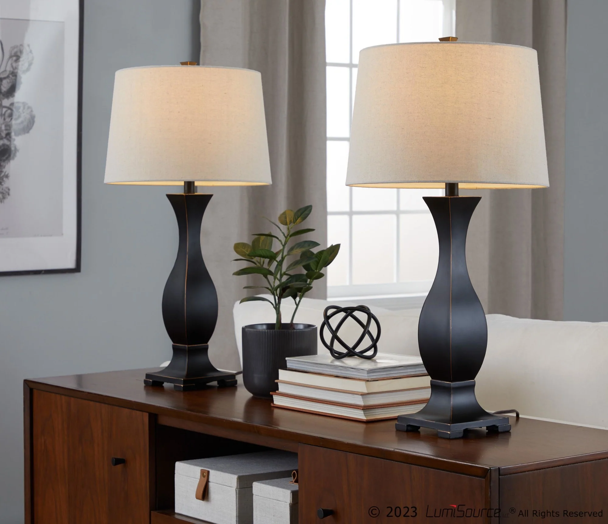 Riley 29" Polyresin Table Lamp - Set of 2 By LumiSource - GTP29-RILEY ORBNA2 - Image 2
