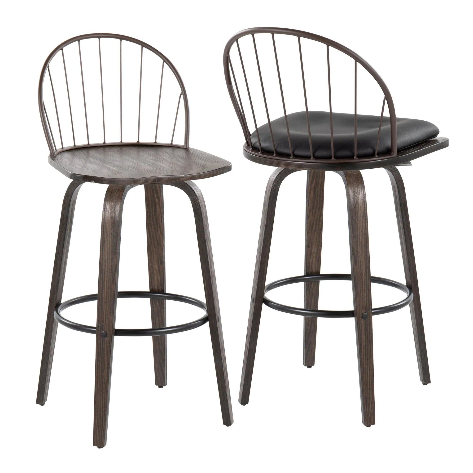 Riley 30" Fixed-Height Barstool - Set of 2 Brown By LumiSource - Image 10