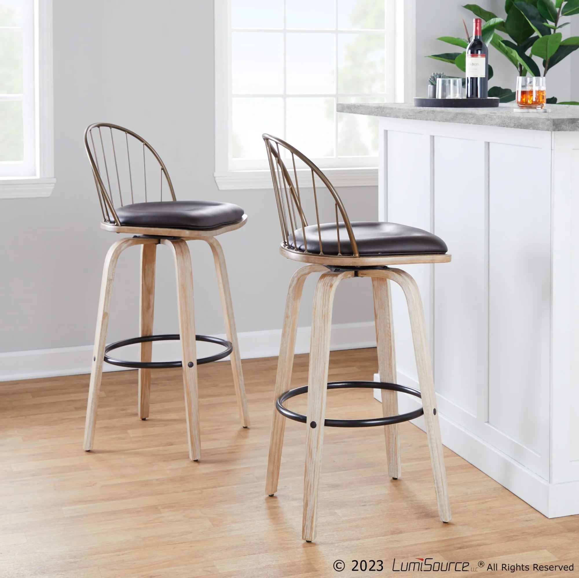 Riley 30" Fixed-Height Barstool - Set of 2 Brown By LumiSource - Image 11