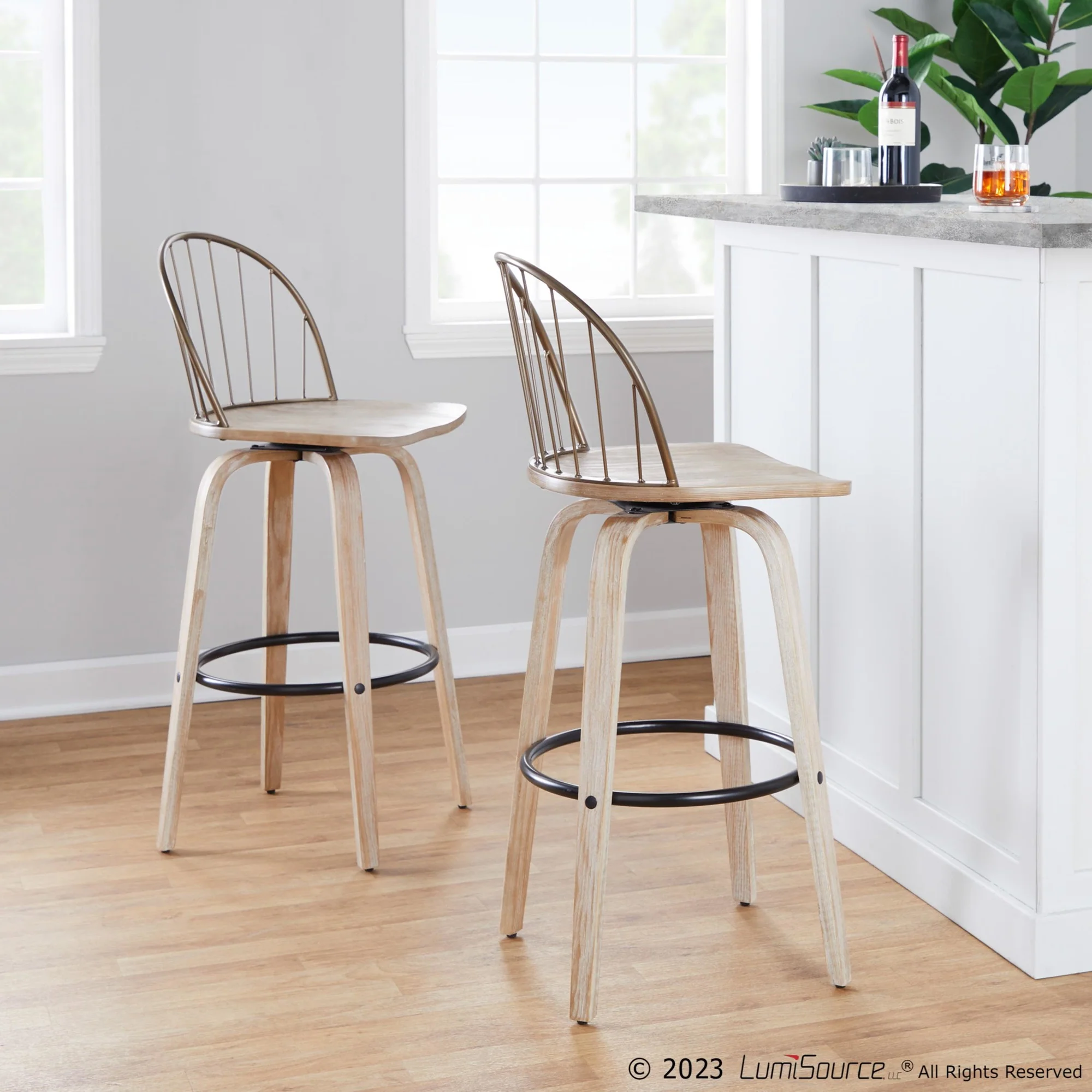 Riley 30" Fixed-Height Barstool - Set of 2 Brown By LumiSource - Image 12