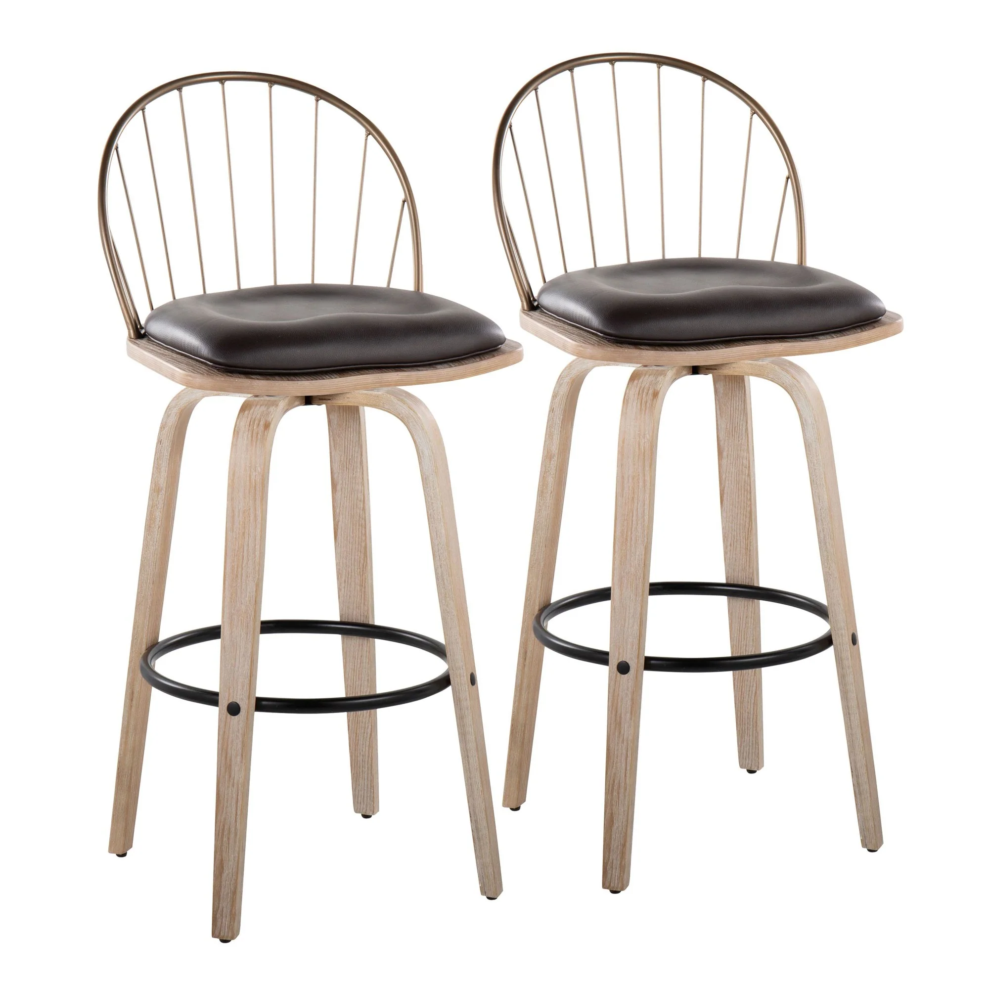 Riley 30" Fixed-Height Barstool - Set of 2 Brown By LumiSource - Image 13