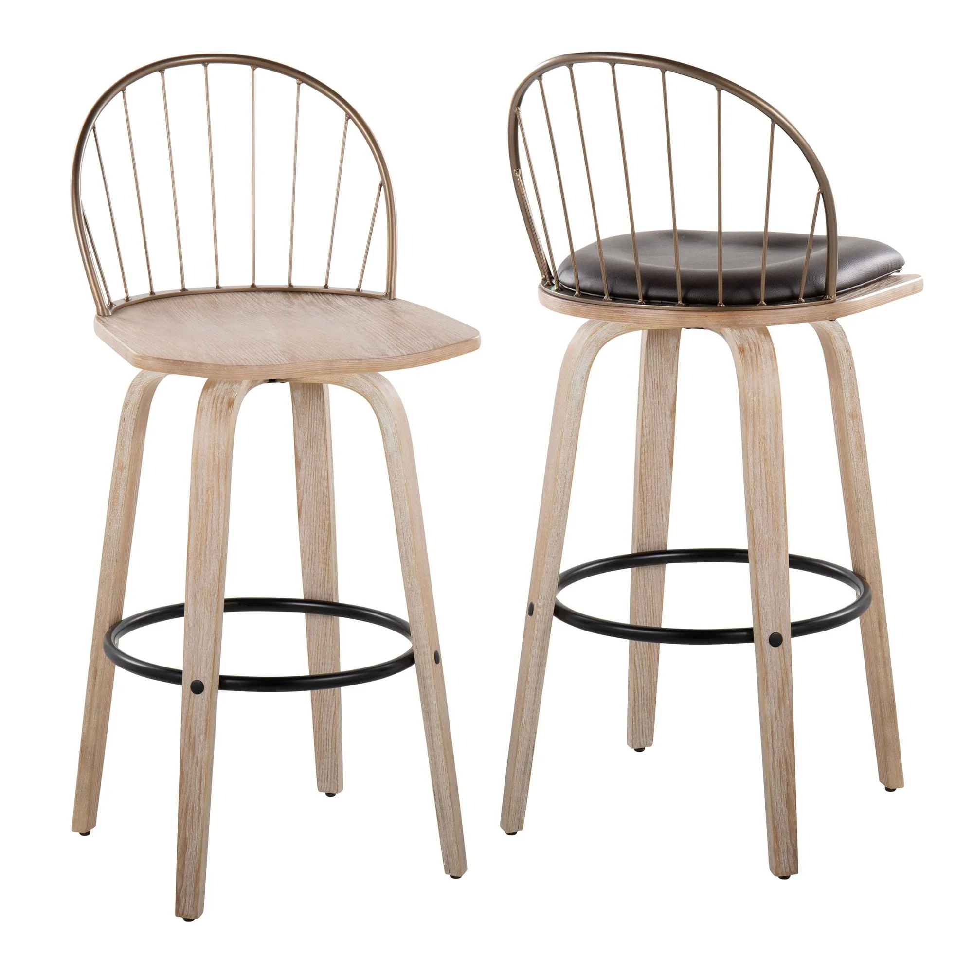 Riley 30" Fixed-Height Barstool - Set of 2 Brown By LumiSource - Image 14