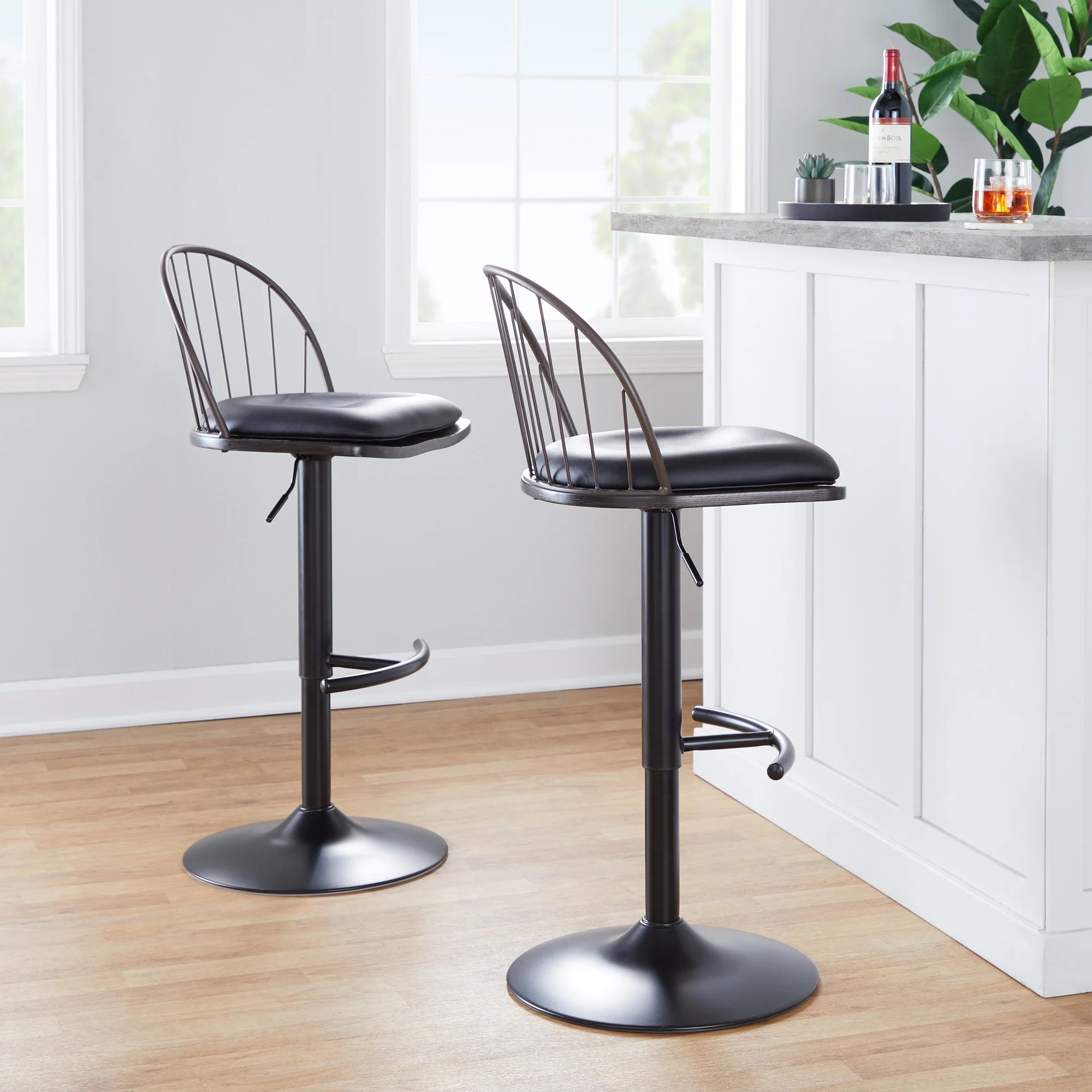 Riley Adjustable Barstool - Set of 2 Black By LumiSource - Image 10