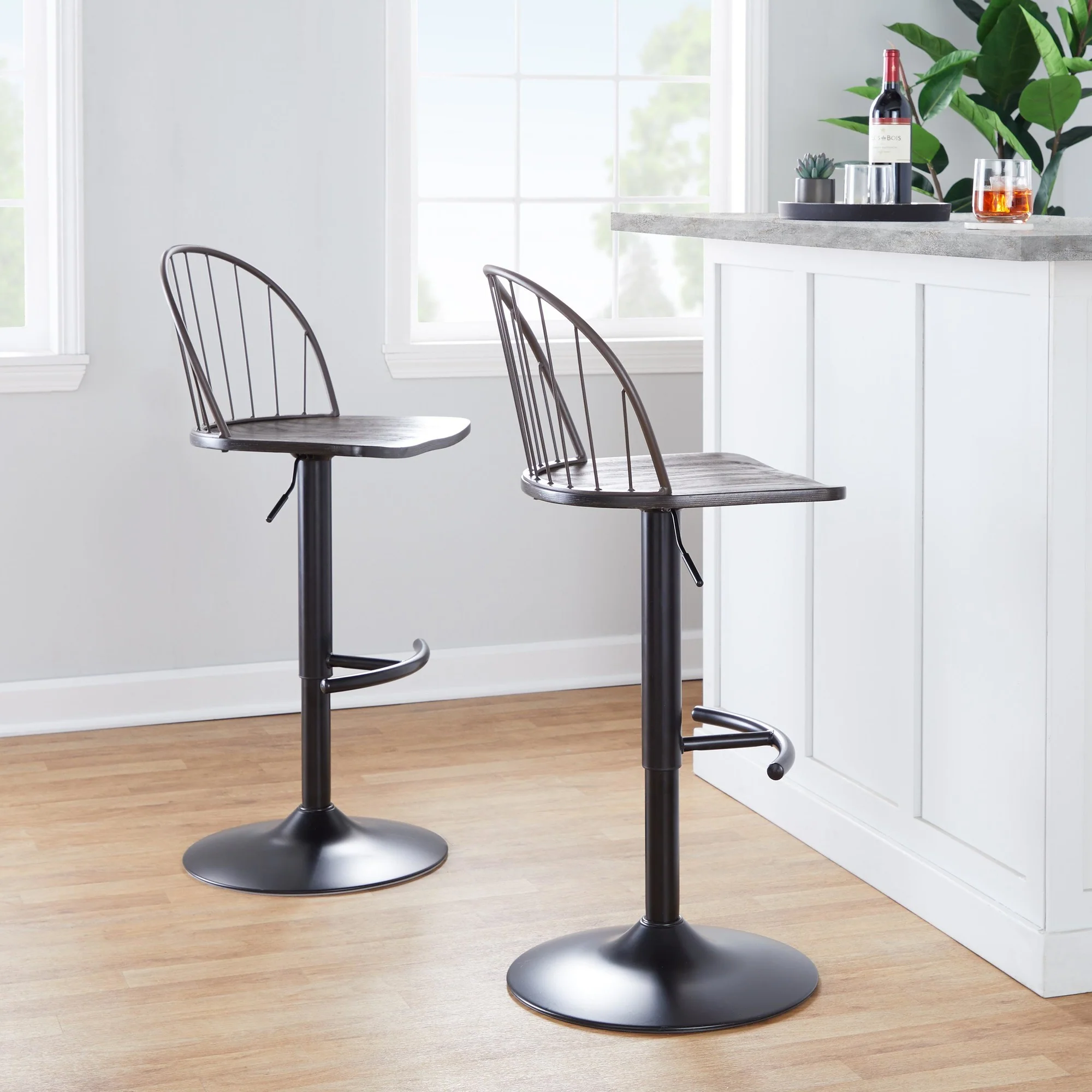 Riley Adjustable Barstool - Set of 2 Black By LumiSource - Image 11