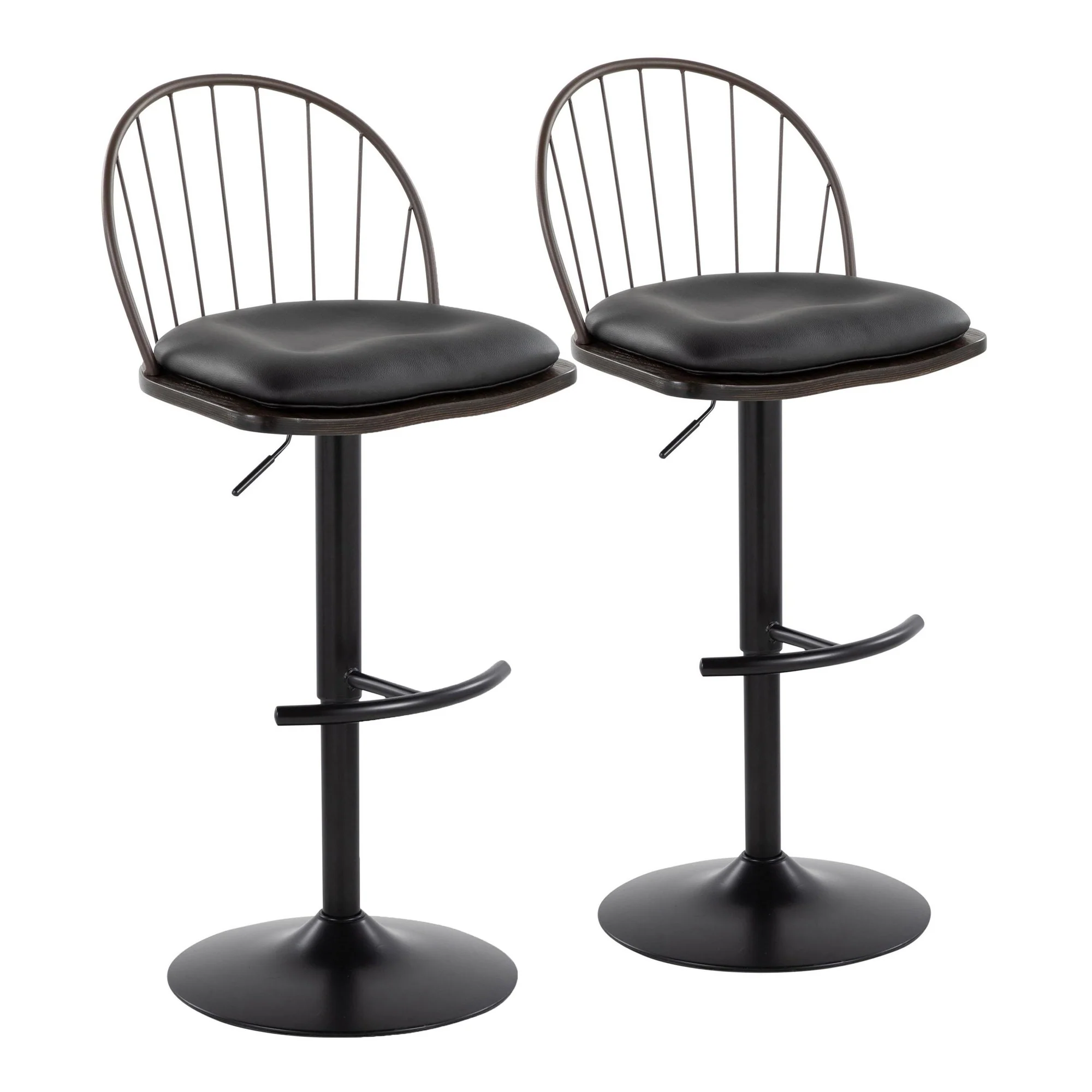 Riley Adjustable Barstool - Set of 2 Black By LumiSource - Image 12