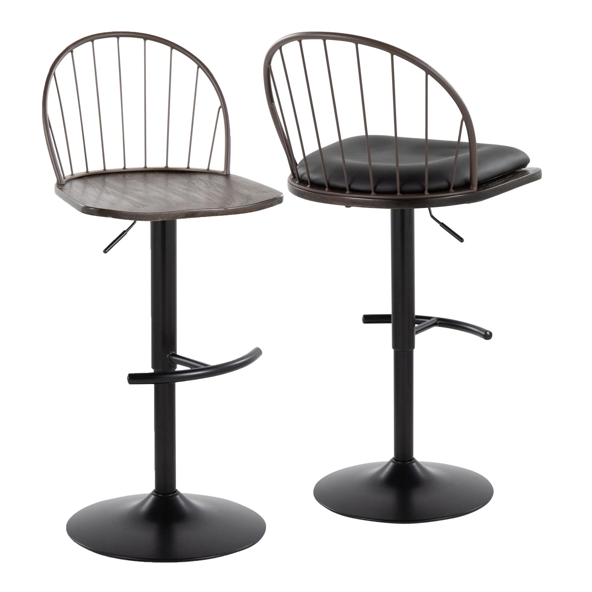 Riley Adjustable Barstool - Set of 2 Black By LumiSource - Image 18