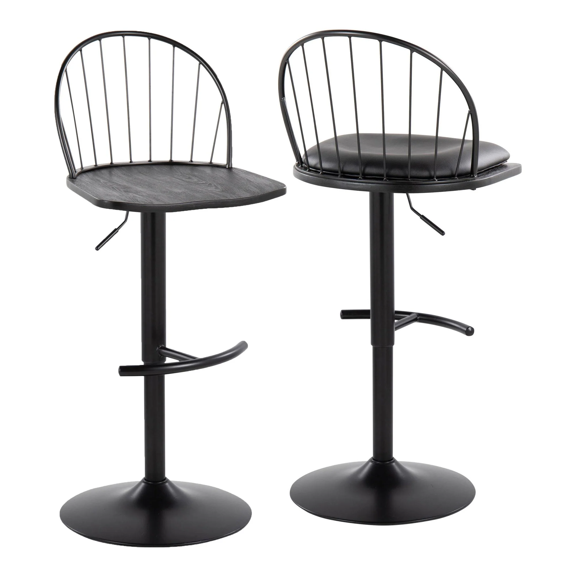 Riley Adjustable Barstool - Set of 2 Black By LumiSource - Image 9