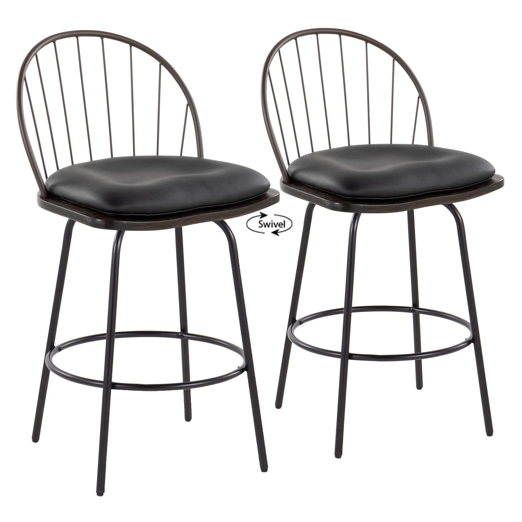 Riley Claire 26" Fixed-Height Counter Stool - Set of 2 Black By LumiSource - Image 12