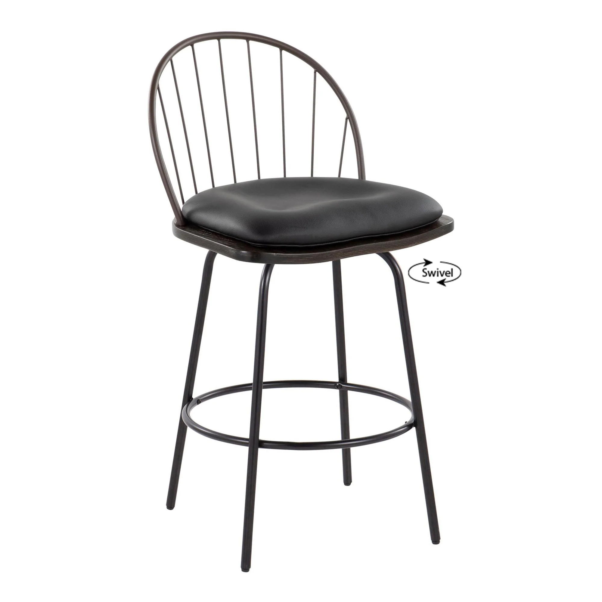 Riley Claire 26" Fixed-Height Counter Stool - Set of 2 Black By LumiSource - Image 13