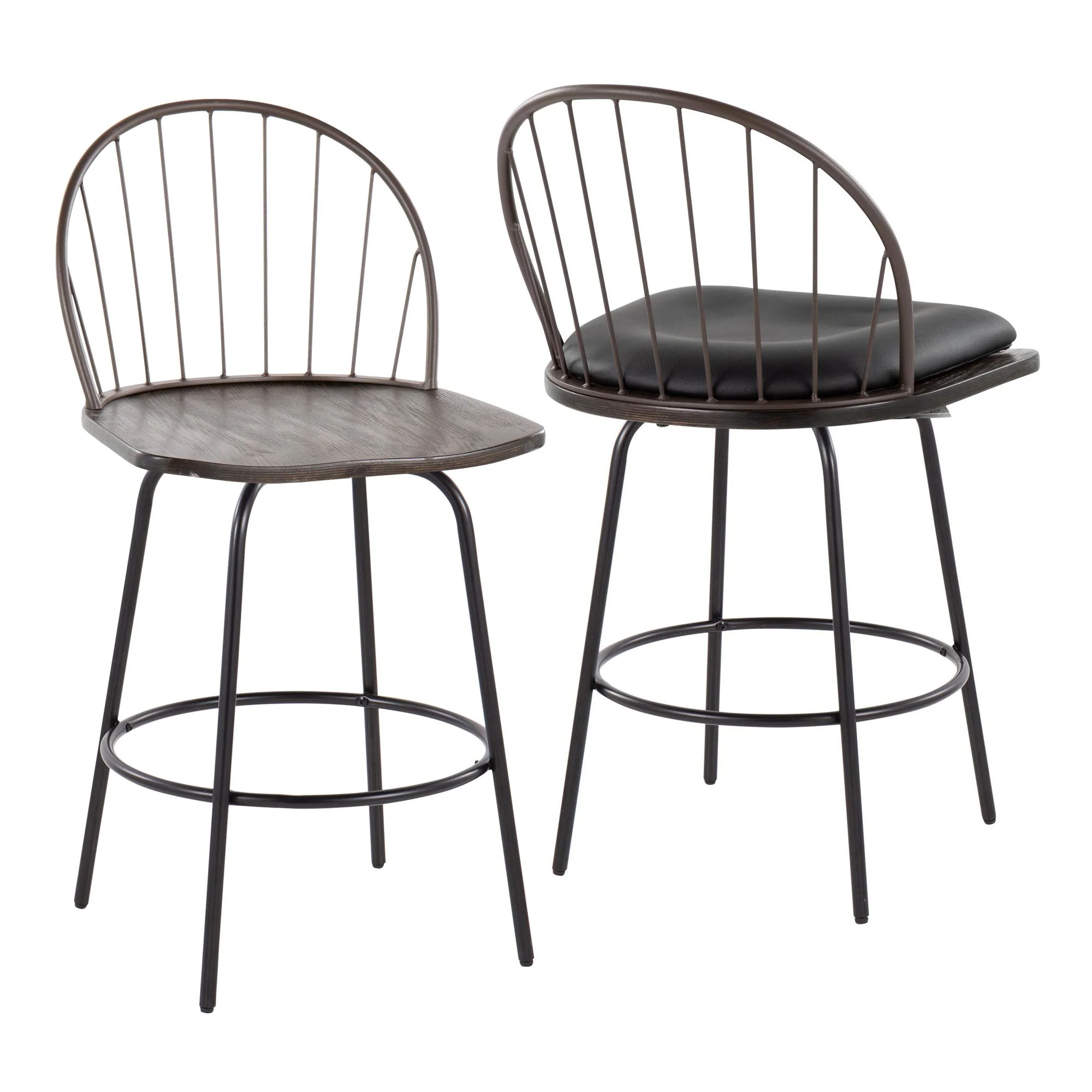 Riley Claire 26" Fixed-Height Counter Stool - Set of 2 Black By LumiSource - Image 18