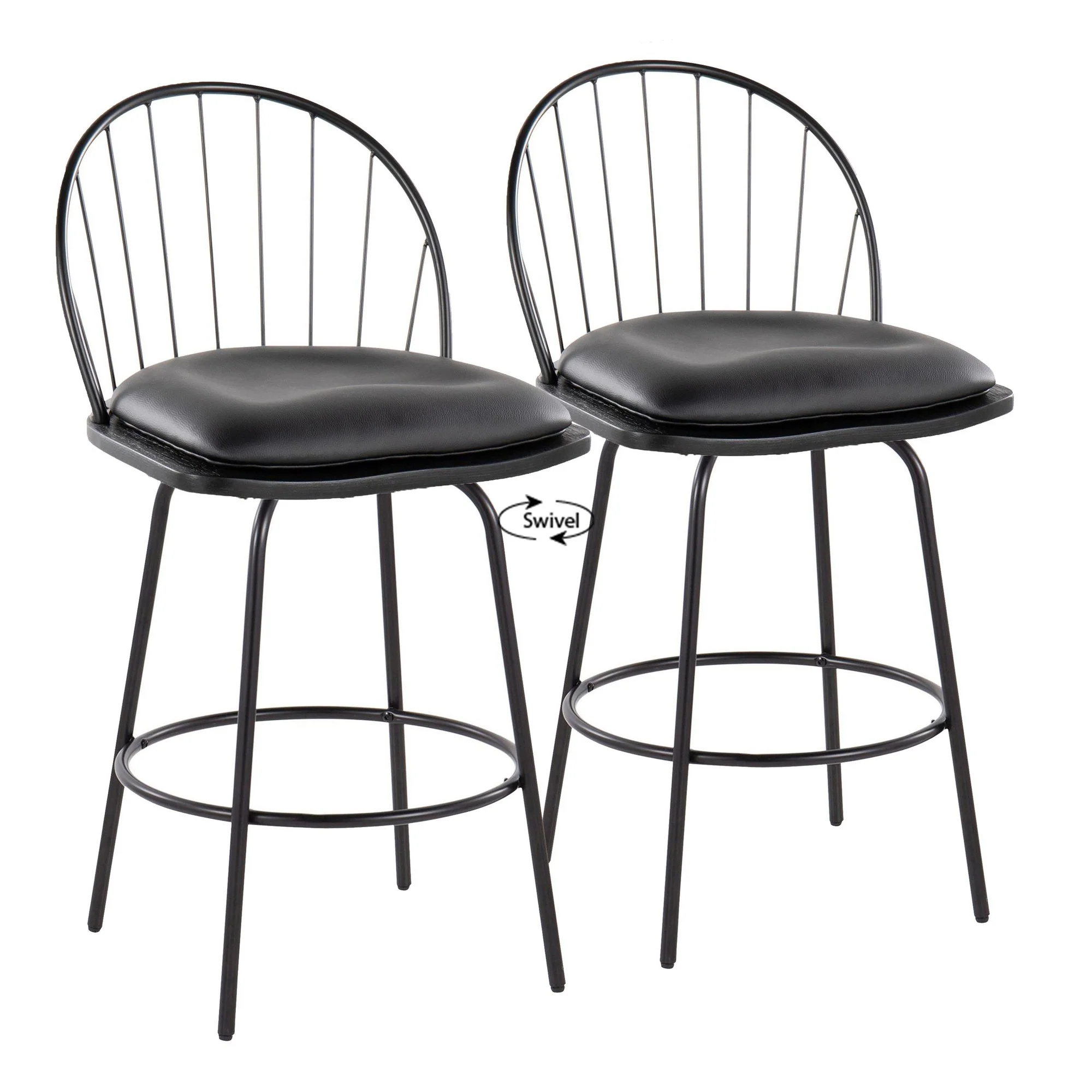 Riley Claire 26" Fixed-Height Counter Stool - Set of 2 Black By LumiSource - Image 3