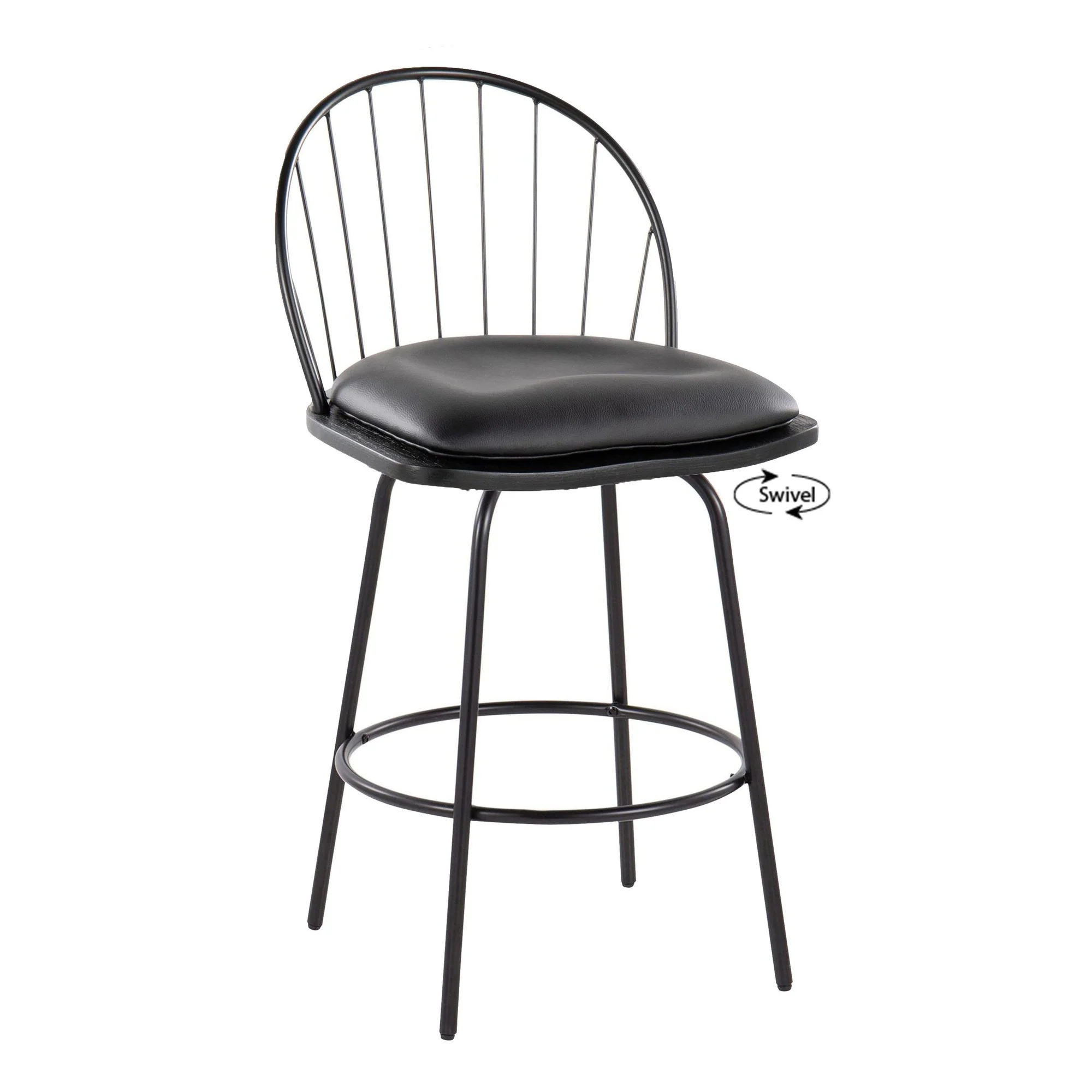 Riley Claire 26" Fixed-Height Counter Stool - Set of 2 Black By LumiSource - Image 4