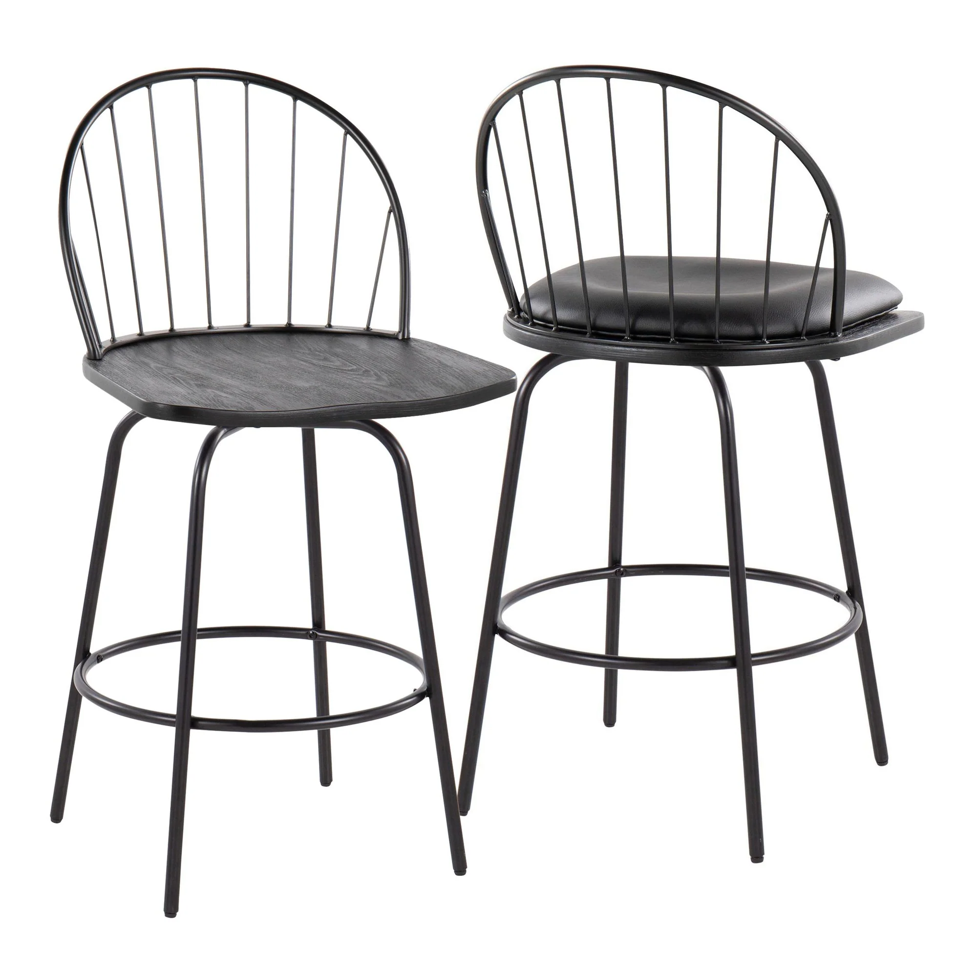 Riley Claire 26" Fixed-Height Counter Stool - Set of 2 Black By LumiSource - Image 9