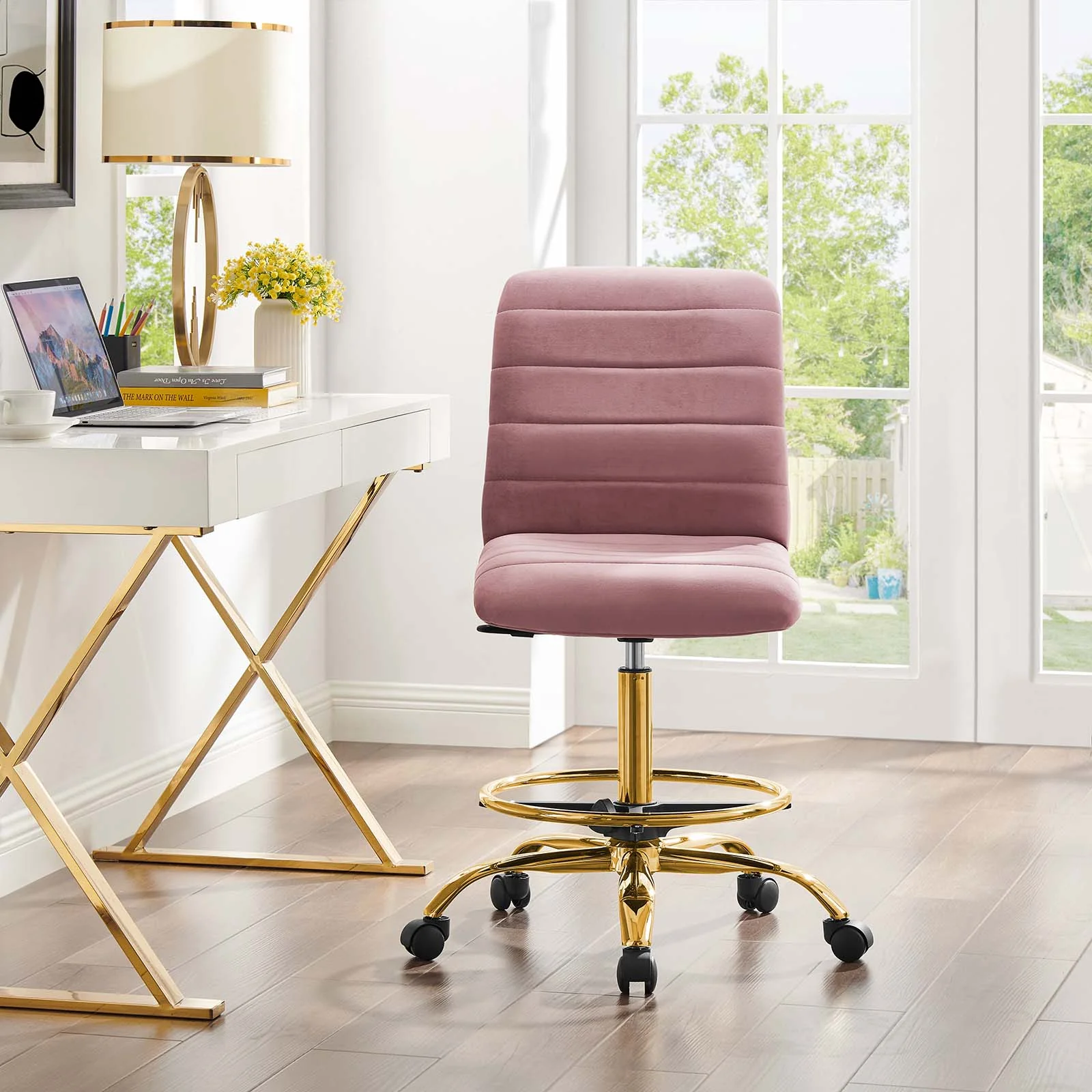 Ripple Armless Performance Velvet Drafting Chair By Modway - EEI-4976 - Image 16