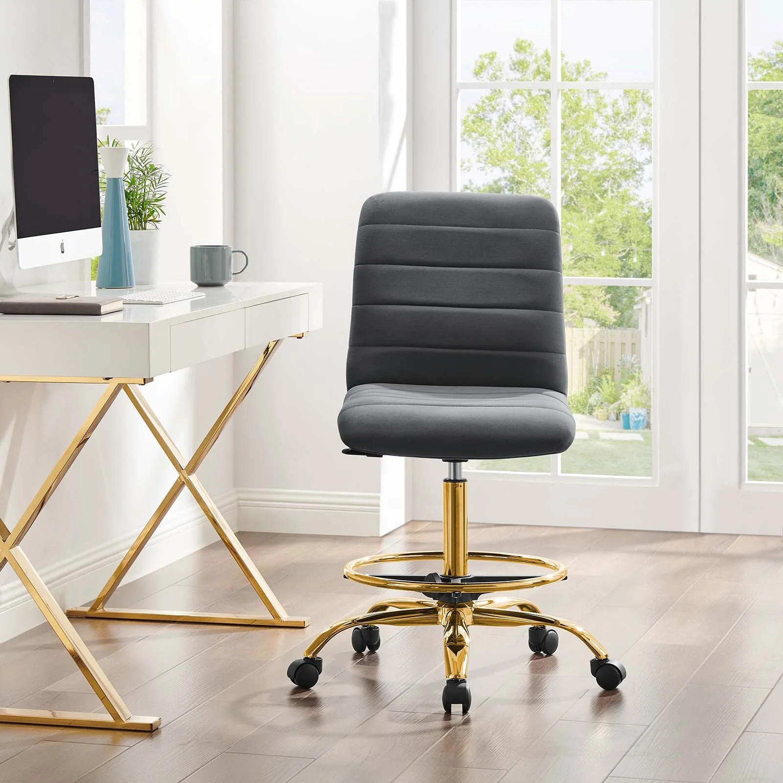 Ripple Armless Performance Velvet Drafting Chair By Modway - EEI-4976 - Image 24