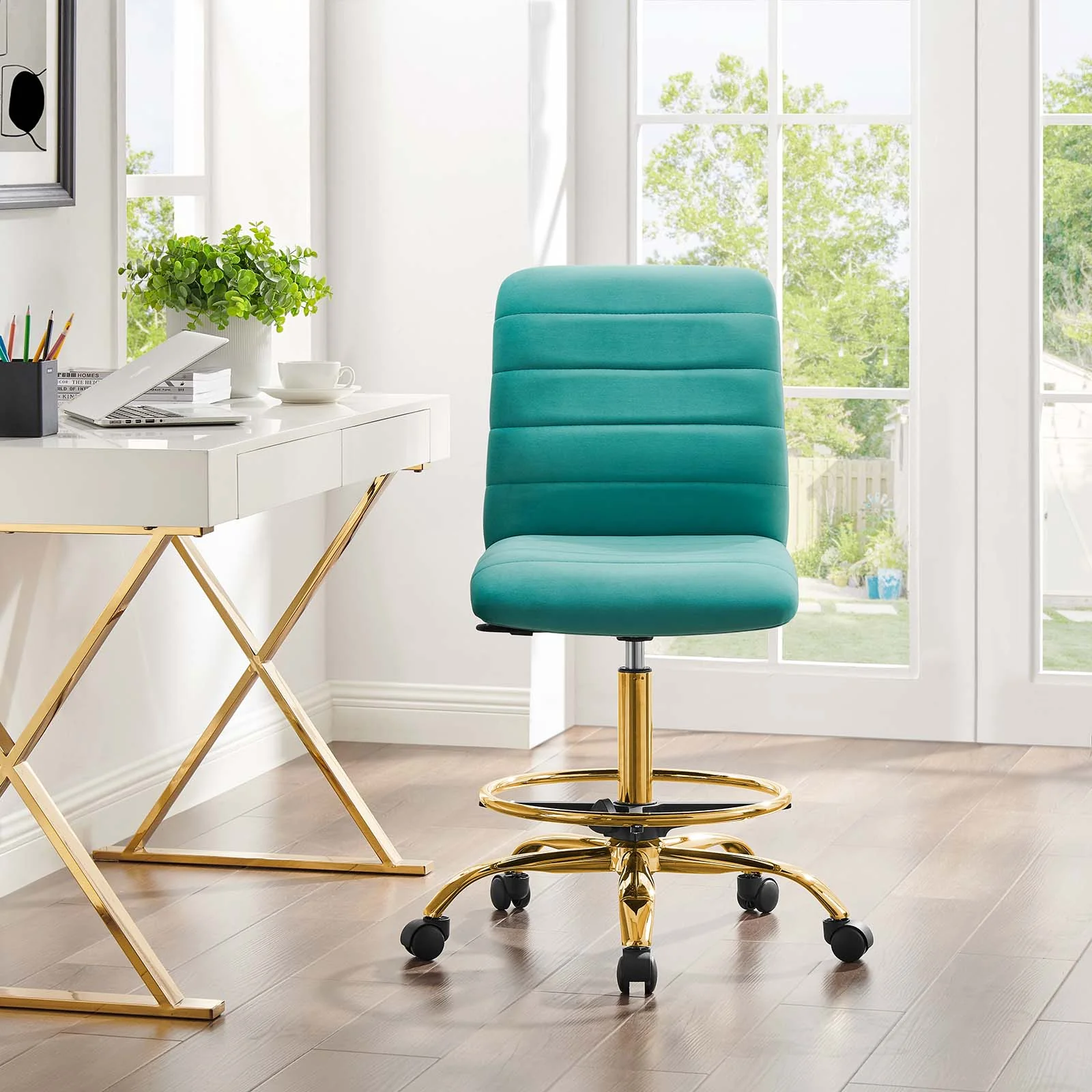 Ripple Armless Performance Velvet Drafting Chair By Modway - EEI-4976 - Image 48