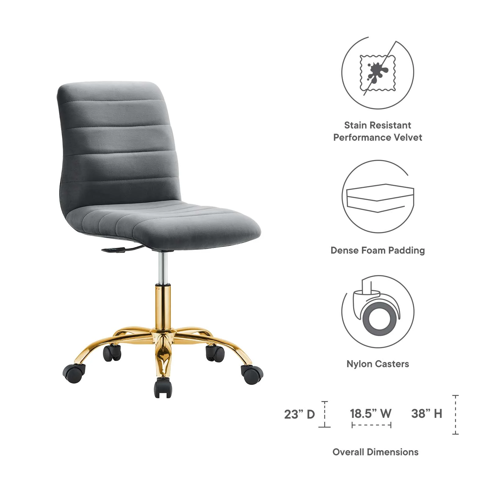 Ripple Armless Performance Velvet Office Chair By Modway - EEI-4972 - Image 23