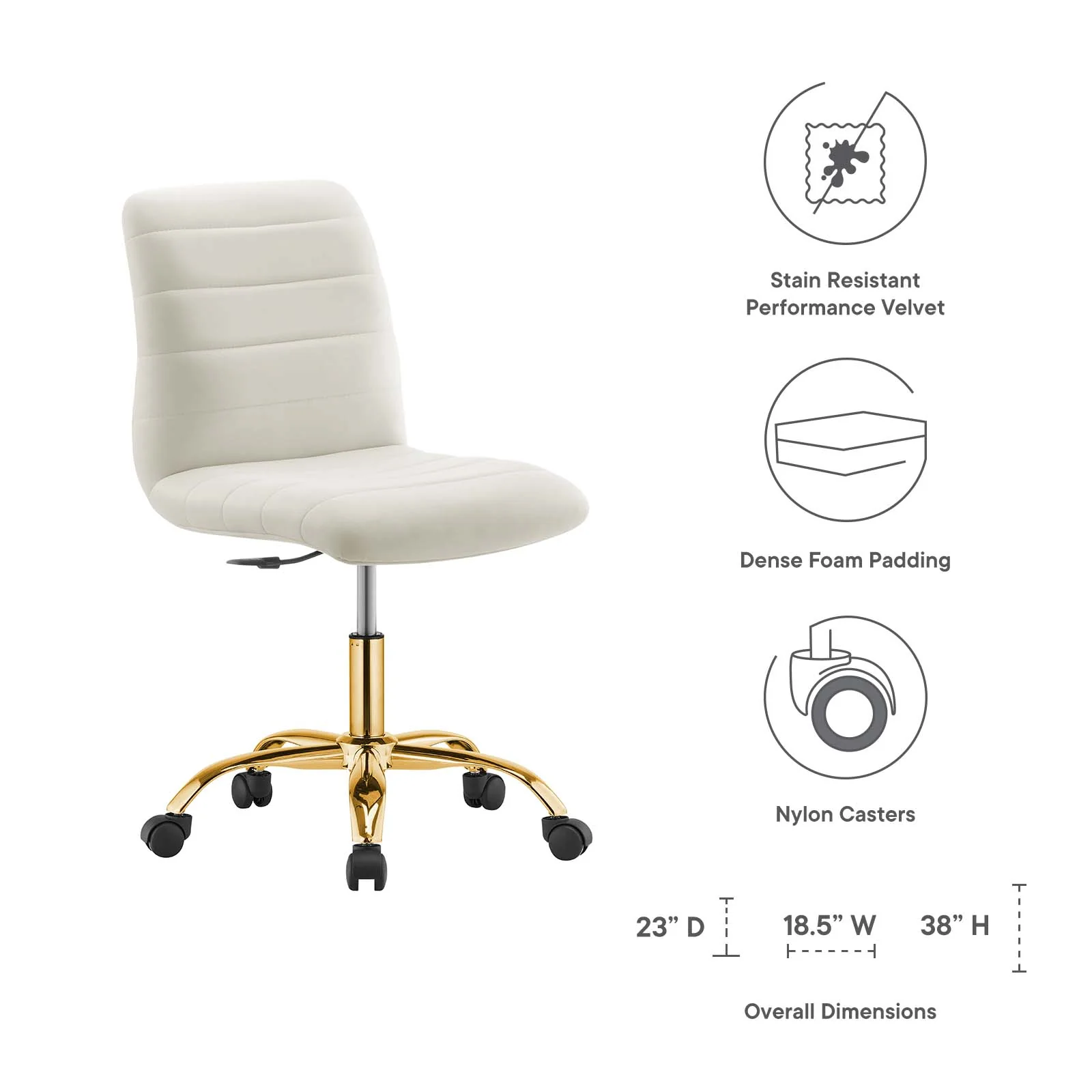 Ripple Armless Performance Velvet Office Chair By Modway - EEI-4972 - Image 31