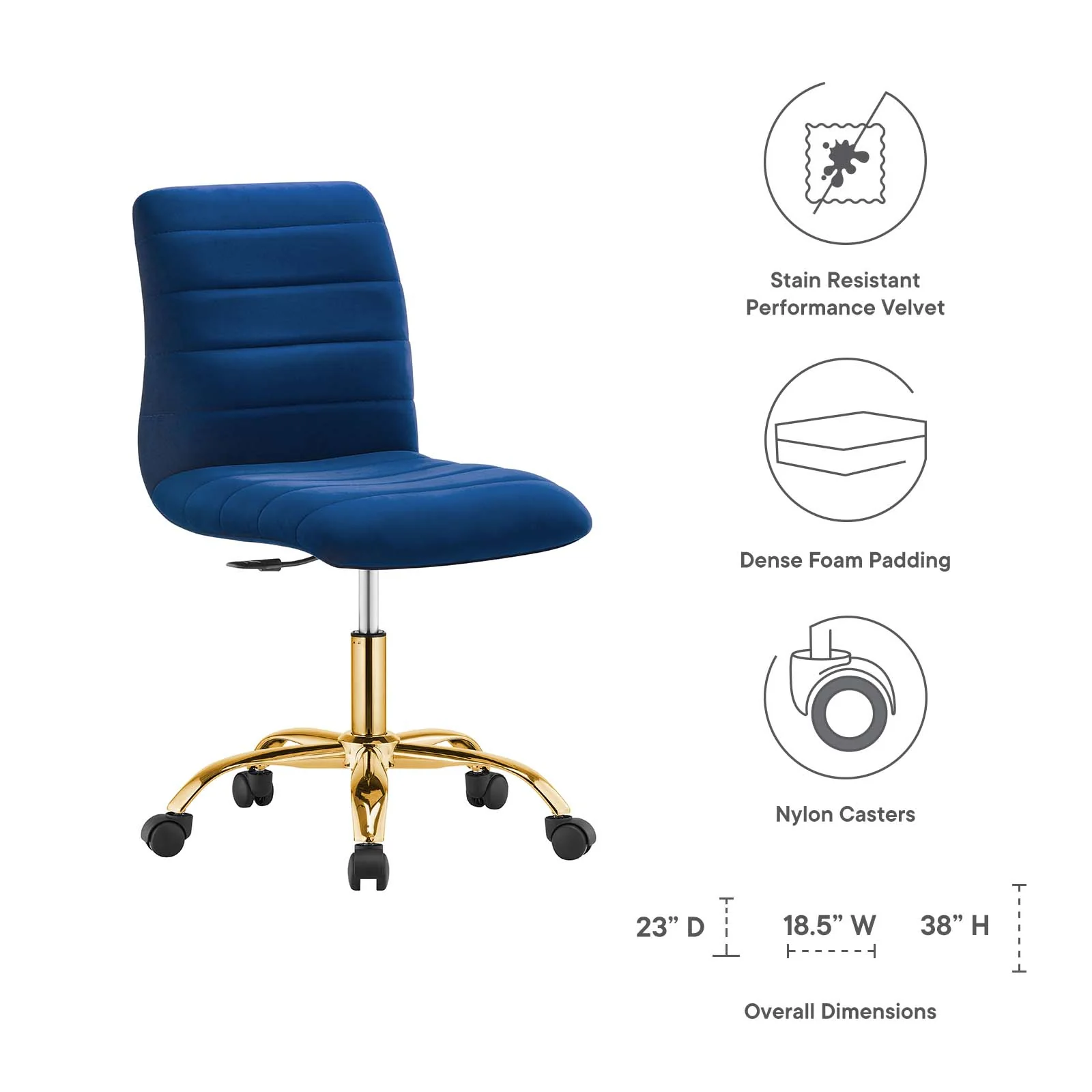 Ripple Armless Performance Velvet Office Chair By Modway - EEI-4972 - Image 39