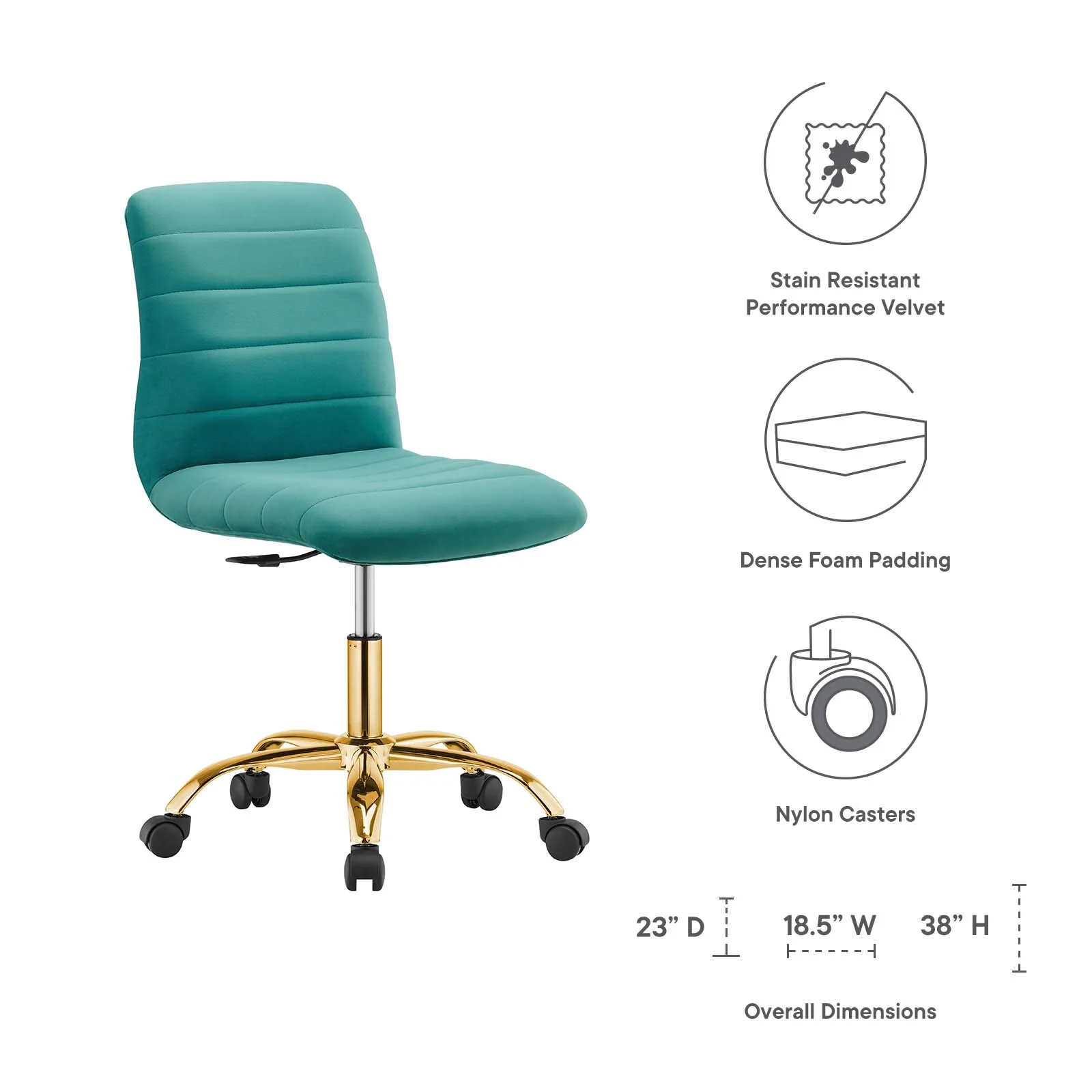 Ripple Armless Performance Velvet Office Chair By Modway - EEI-4972 - Image 47