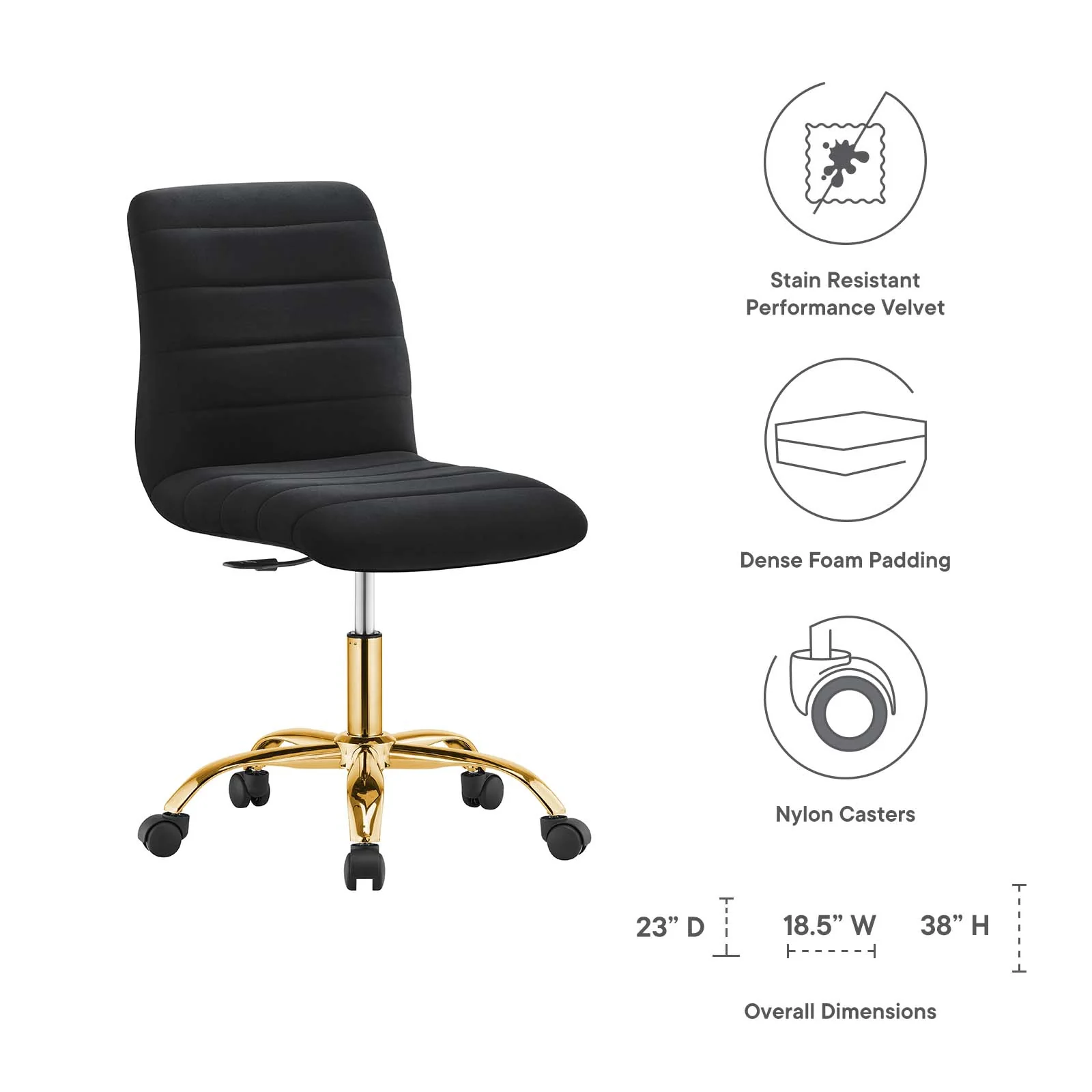 Ripple Armless Performance Velvet Office Chair By Modway - EEI-4972 - Image 8