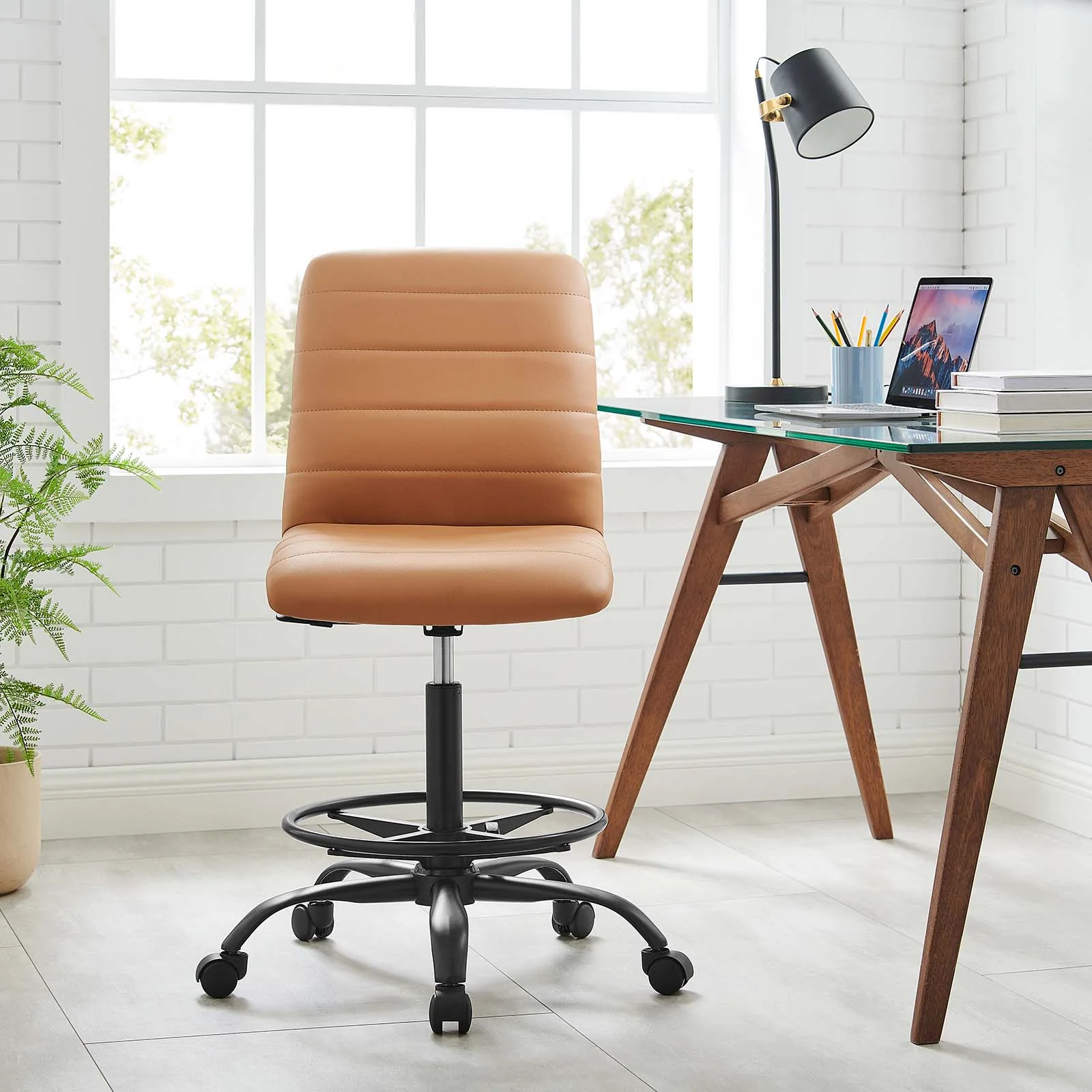 Ripple Armless Vegan Leather Drafting Chair By Modway - EEI-4978 - Image 16