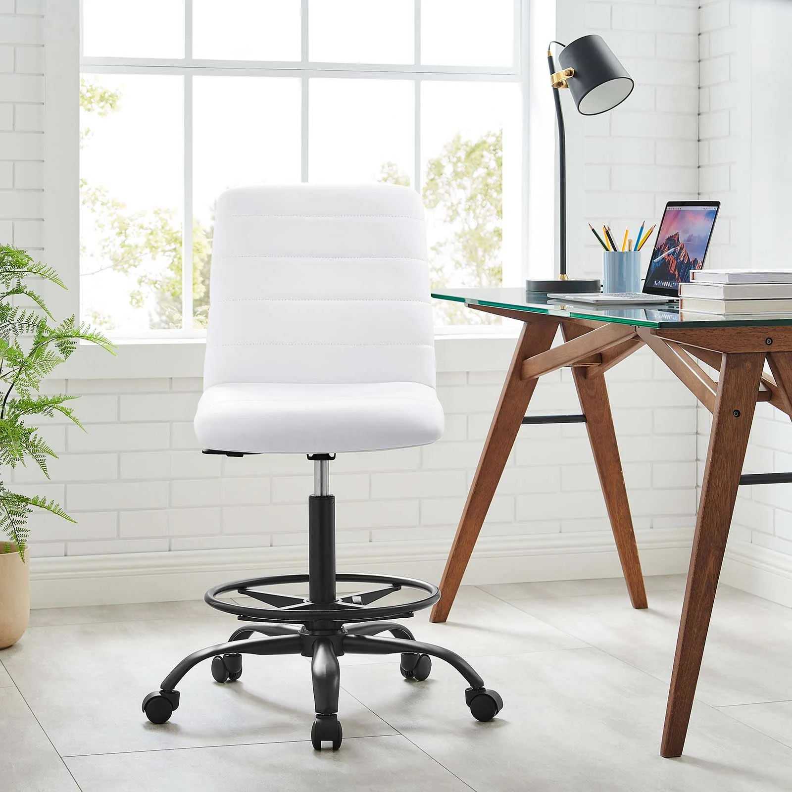 Ripple Armless Vegan Leather Drafting Chair By Modway - EEI-4978 - Image 24