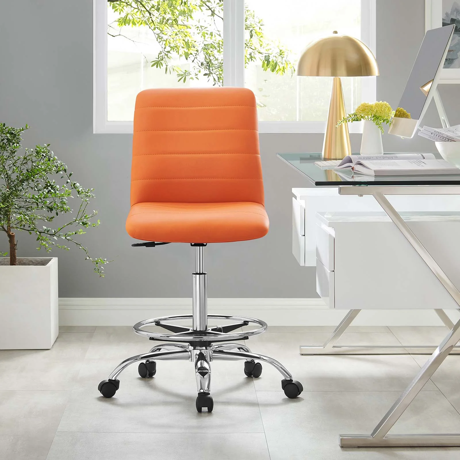 Ripple Armless Vegan Leather Drafting Chair By Modway - EEI-4980 - Image 24