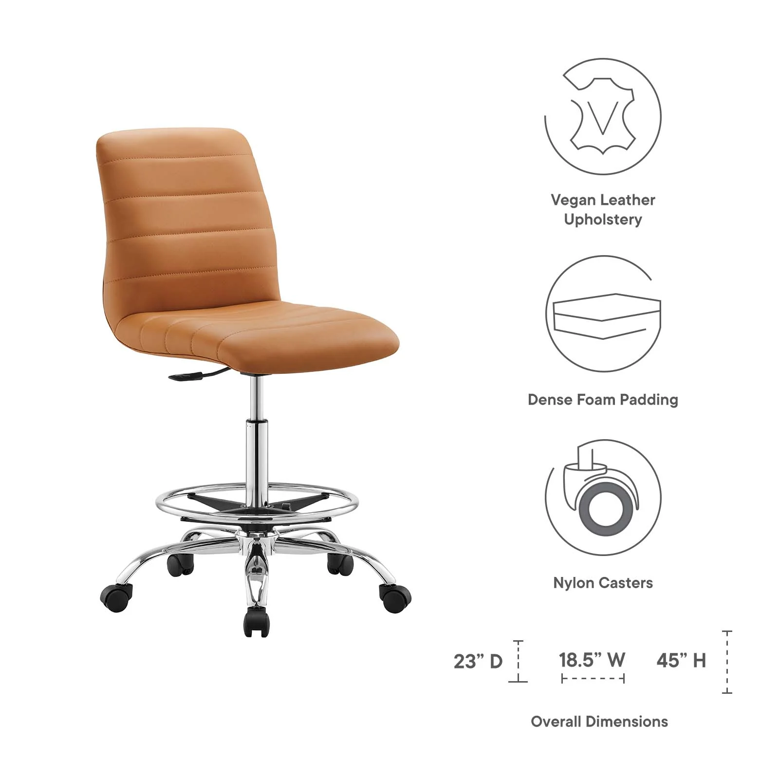 Ripple Armless Vegan Leather Drafting Chair By Modway - EEI-4980 - Image 31