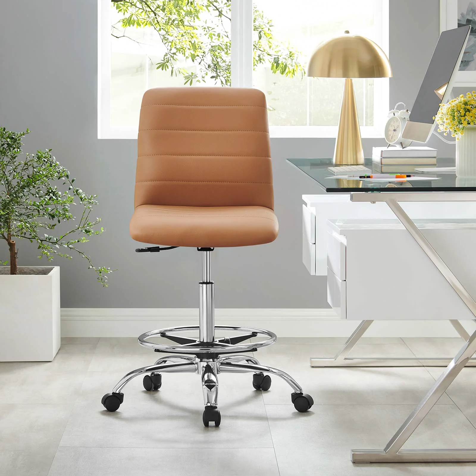Ripple Armless Vegan Leather Drafting Chair By Modway - EEI-4980 - Image 32