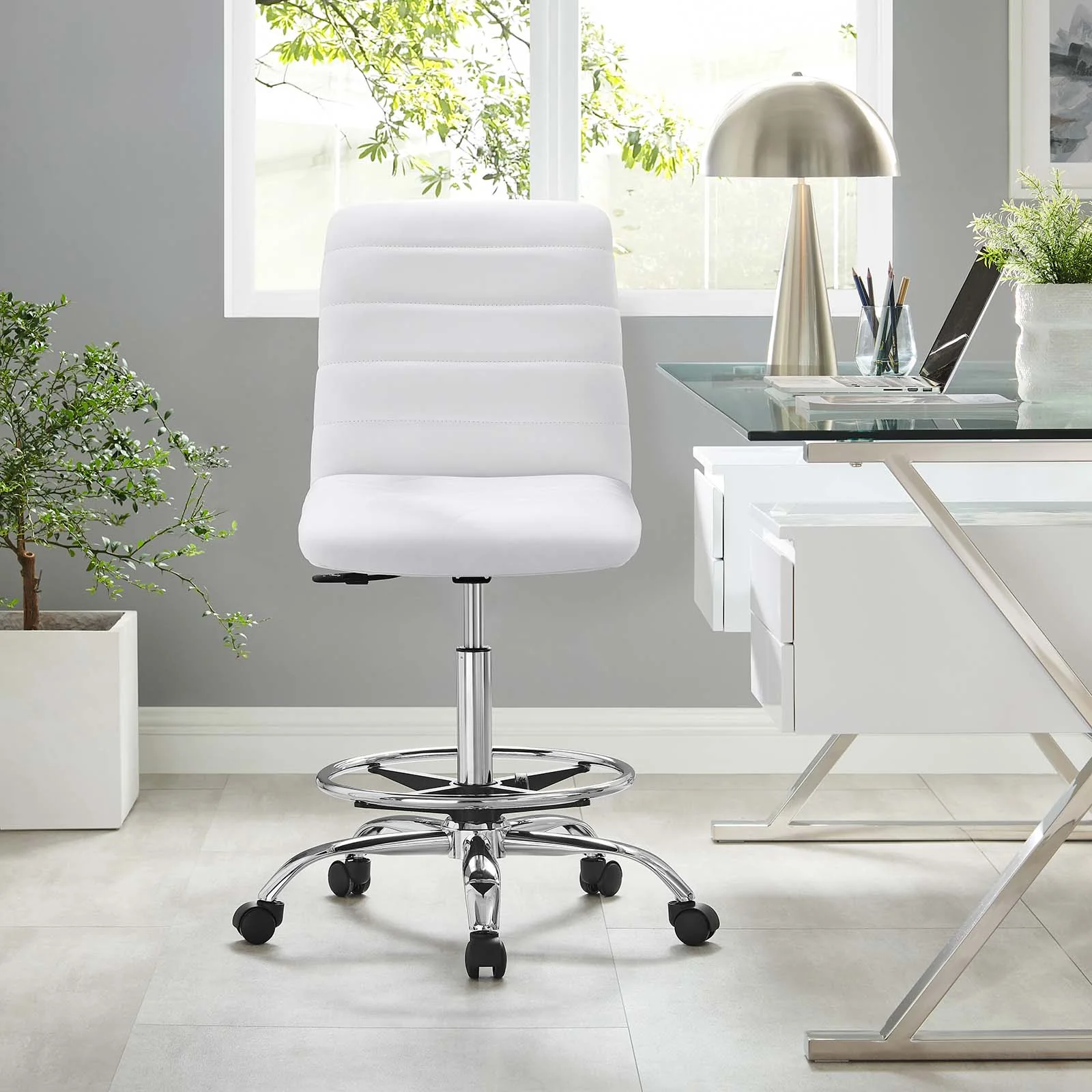 Ripple Armless Vegan Leather Drafting Chair By Modway - EEI-4980 - Image 40