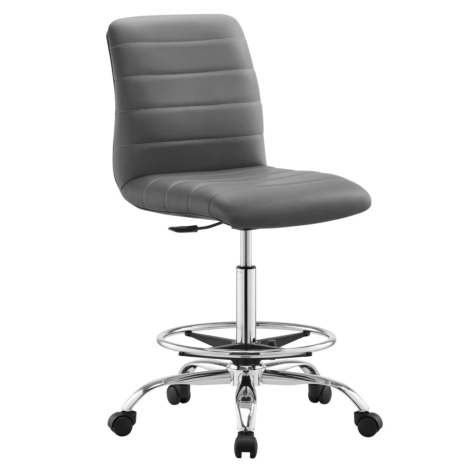 Ripple Armless Vegan Leather Drafting Chair By Modway - EEI-4980 - Image 9