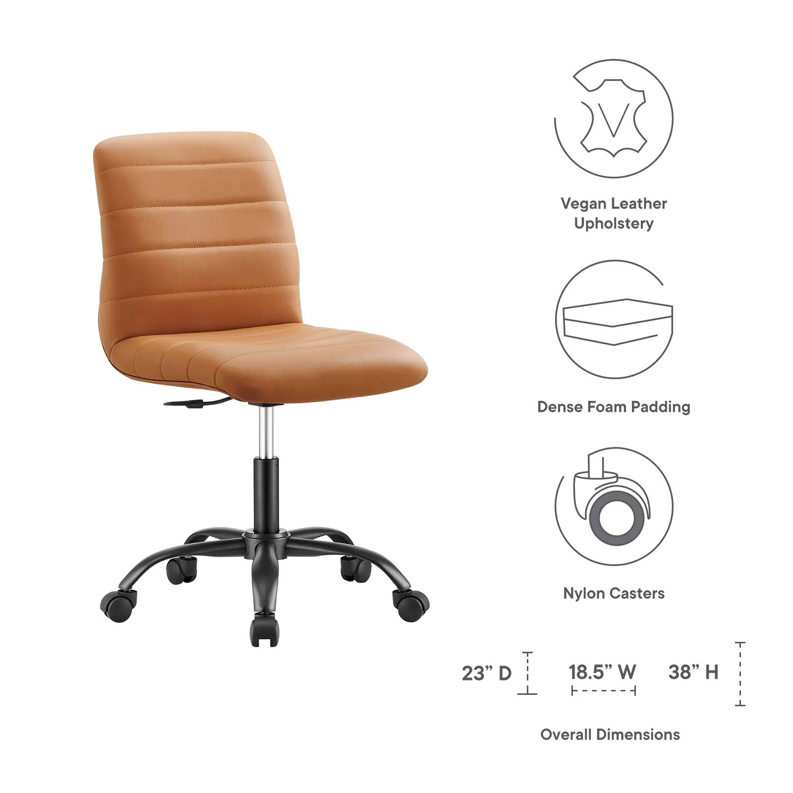 Ripple Armless Vegan Leather Office Chair By Modway - EEI-4974 - Image 15
