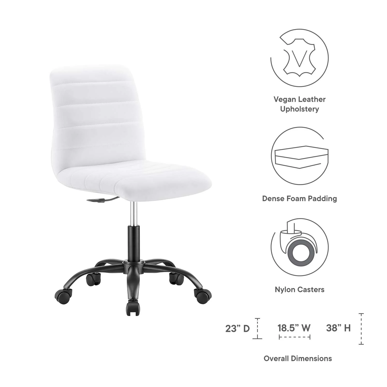 Ripple Armless Vegan Leather Office Chair By Modway - EEI-4974 - Image 23
