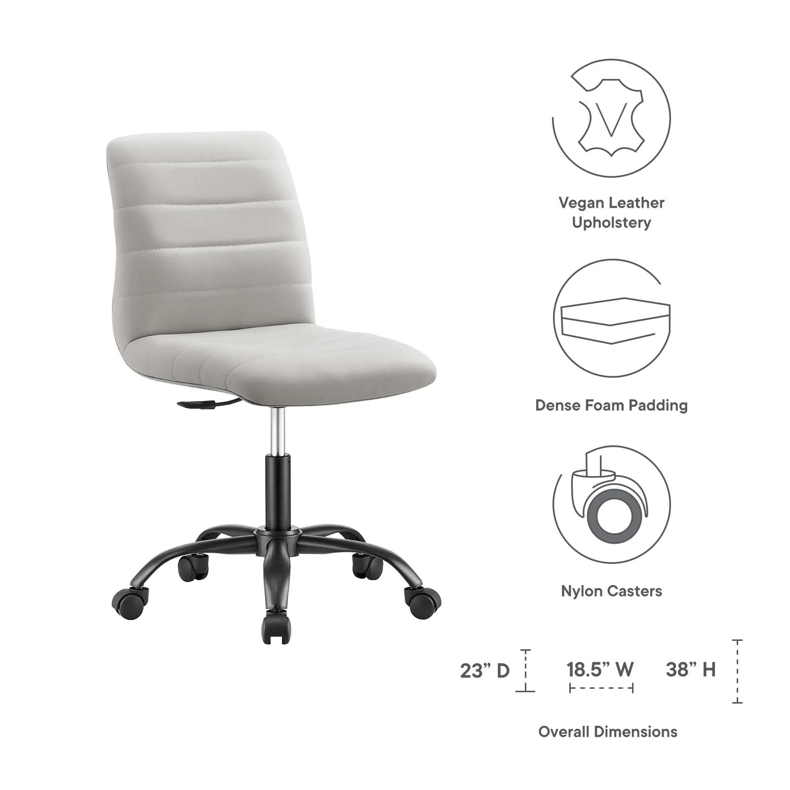 Ripple Armless Vegan Leather Office Chair By Modway - EEI-4974 - Image 8