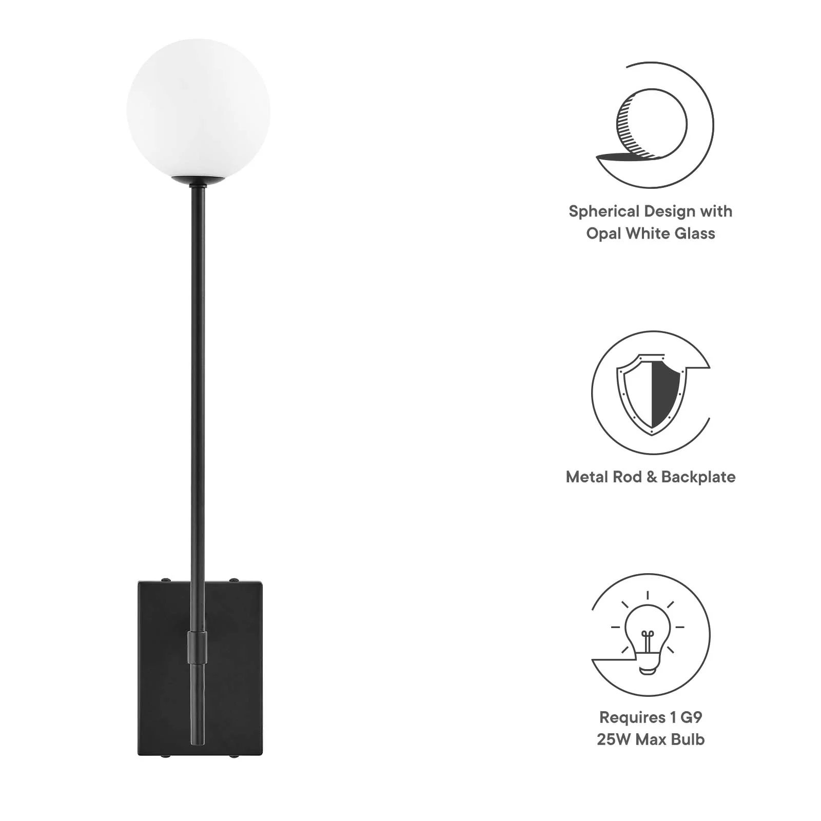 Riva White Globe Wall Sconce By Modway - EEI-6533 - Image 6