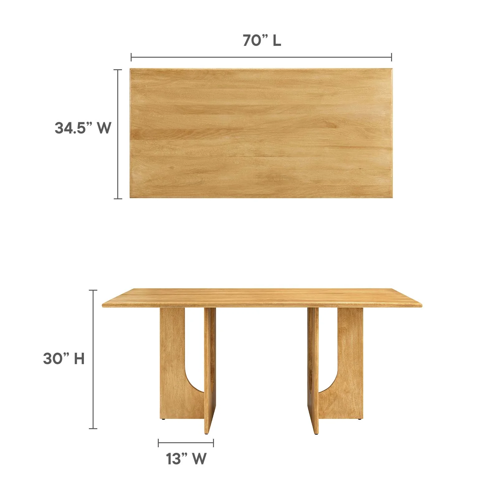 Rivian Rectangular 70" Wood Dining Table By Modway - EEI-6593 - Image 8