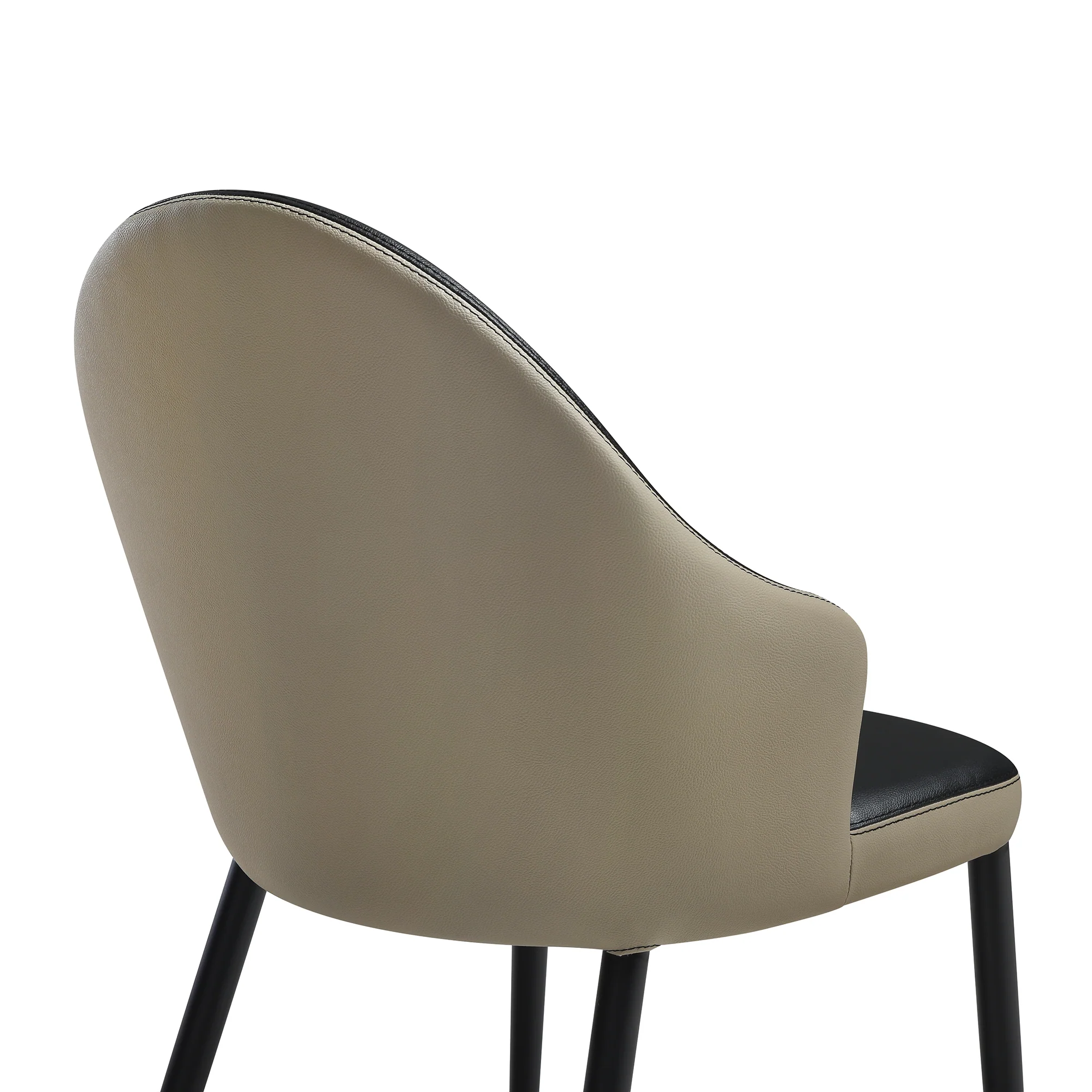 Rocco Upholstered Dining Chair in Taupe Gray and Black Faux Leather with Black Metal Legs - Set of 2 By Armen Living - Image 12