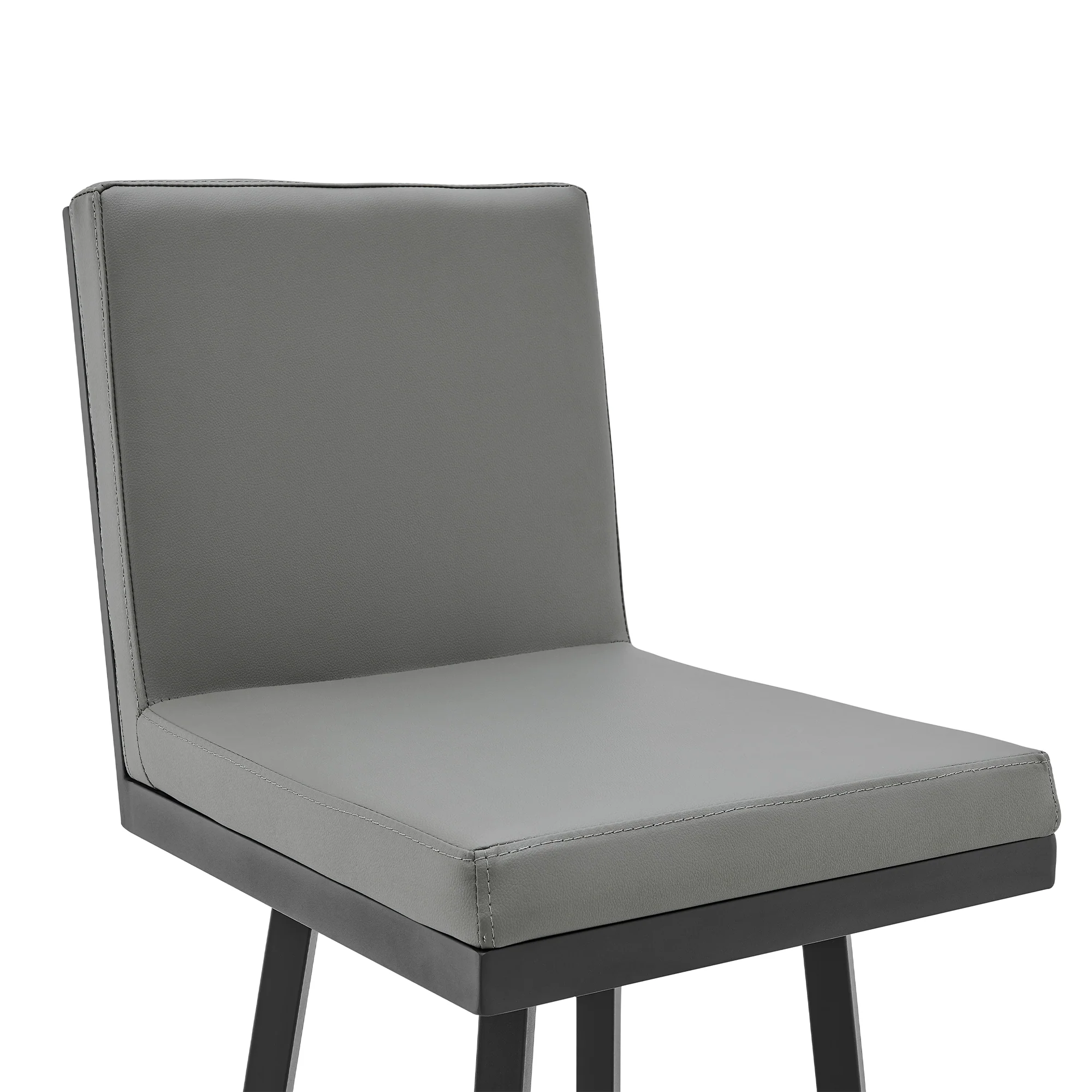 Rochester 30" Swivel Modern Black Metal and Grey Faux Leather Barstool By Armen Living - Image 5