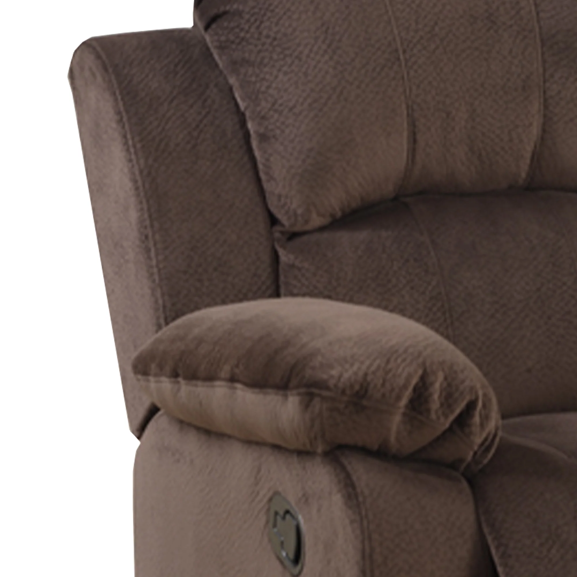 Rocker Recliner In Choco Brown Suede Fabric By Benzara - Image 5