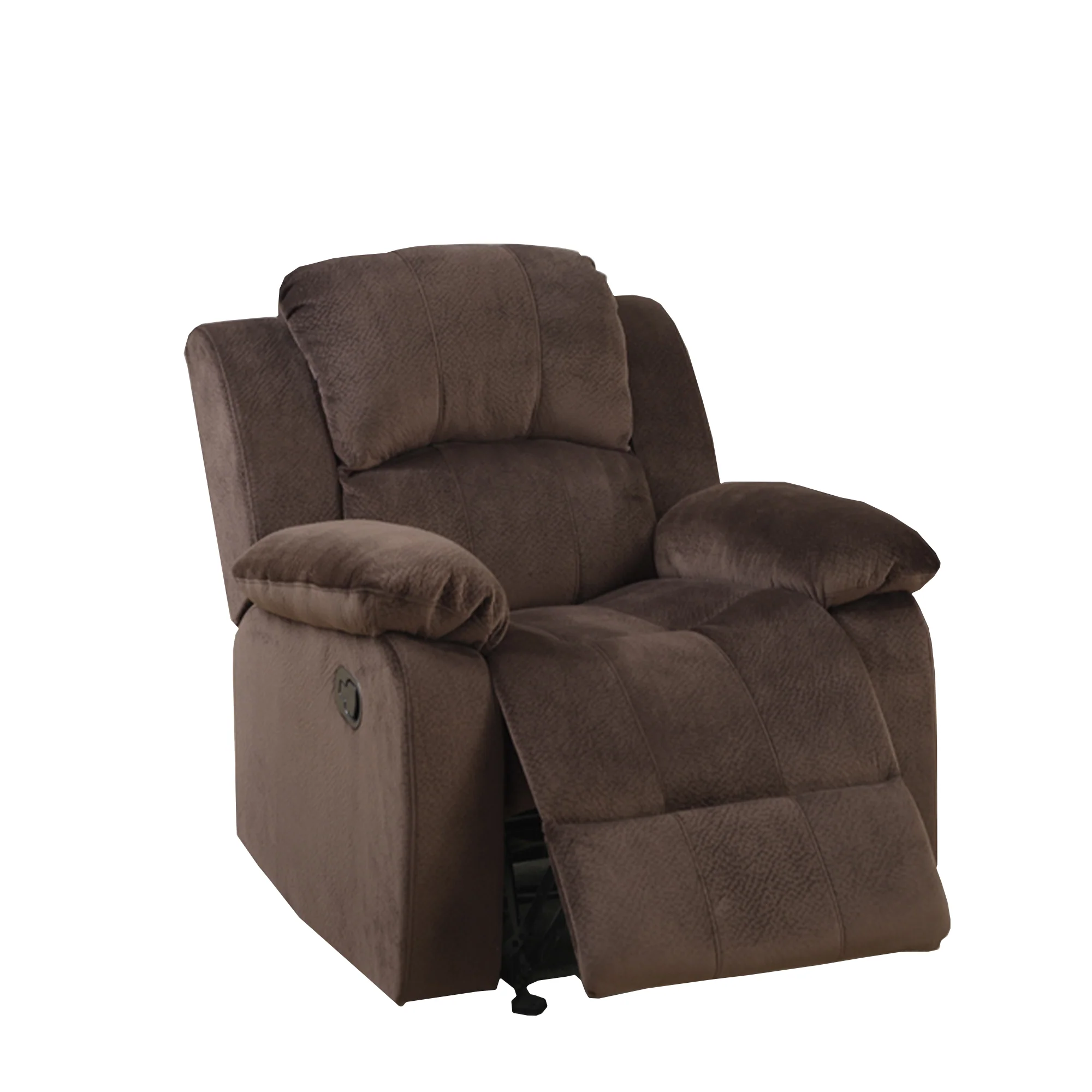 Rocker Recliner In Choco Brown Suede Fabric By Benzara - Image 6