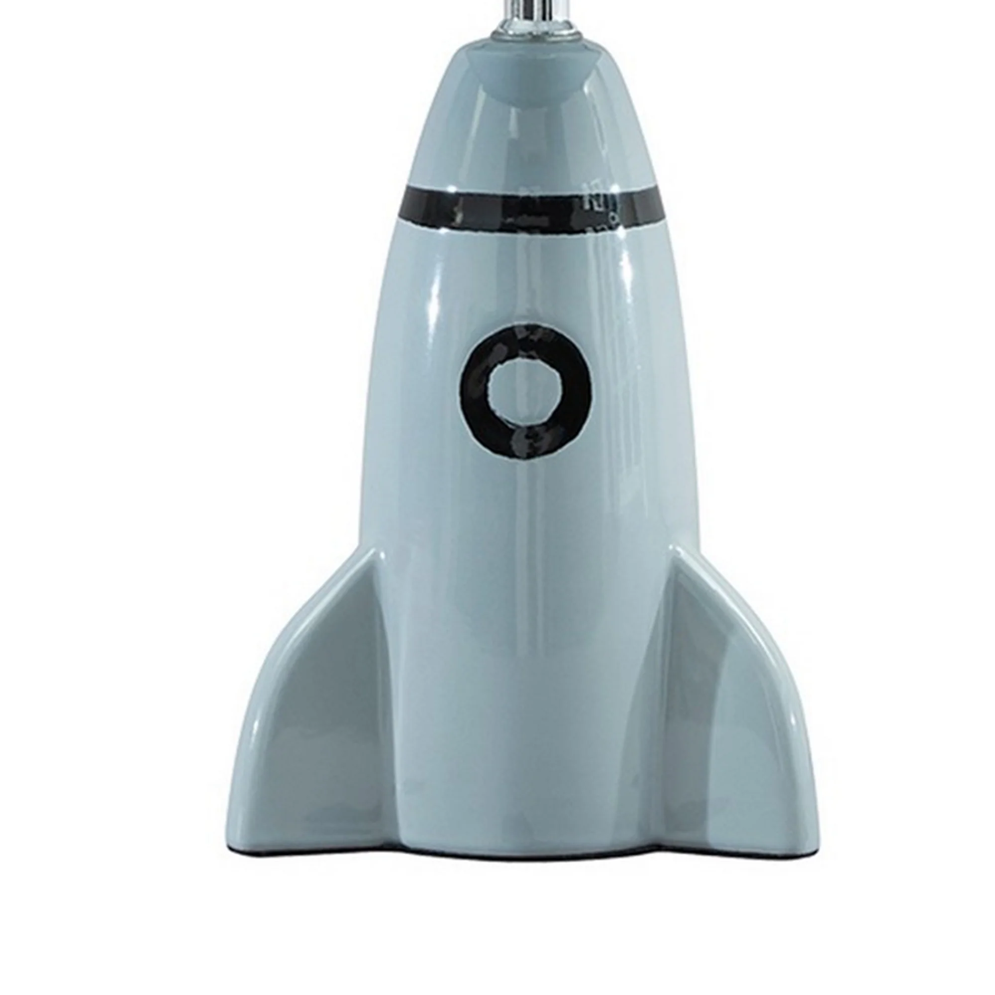 Rocket Ceramic Base Table Lamp With Fabric Shade Black And Gray By Benzara - Image 3