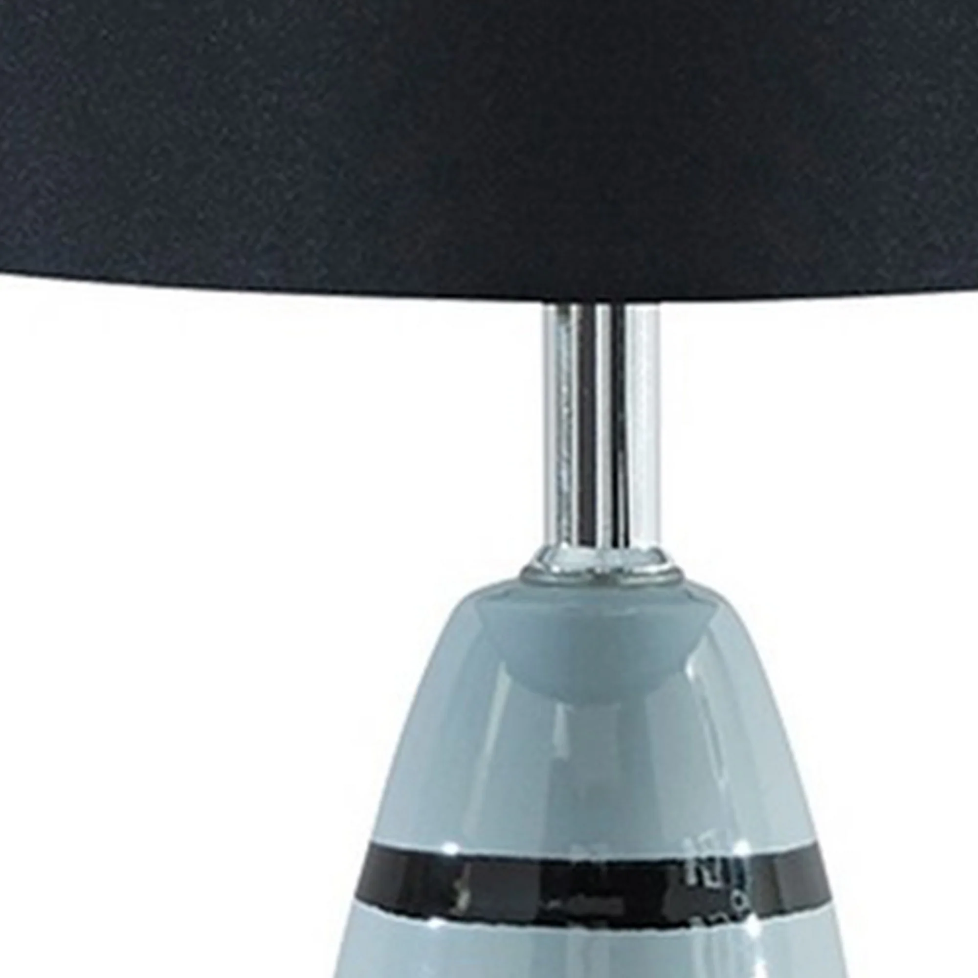 Rocket Ceramic Base Table Lamp With Fabric Shade Black And Gray By Benzara - Image 4