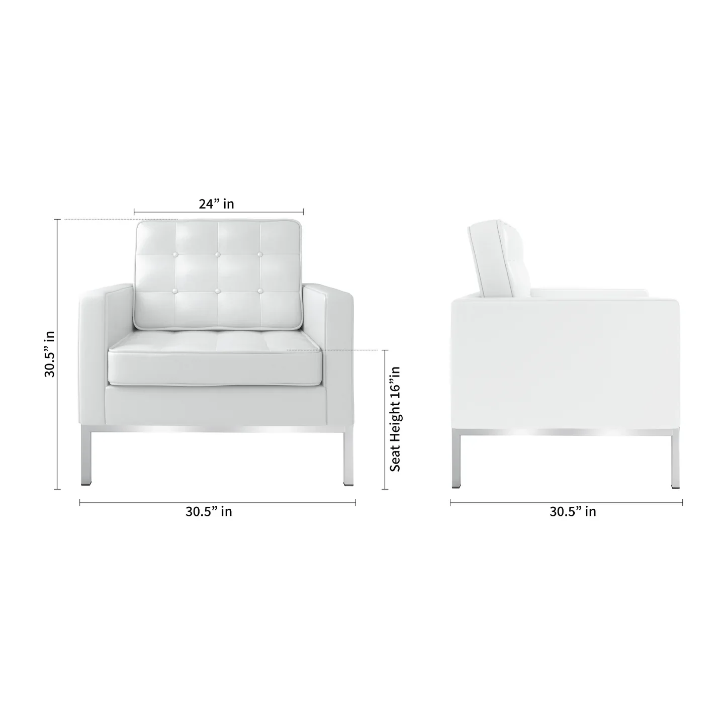 Rolina Armchair, White Leather By World Modern Design - Image 2